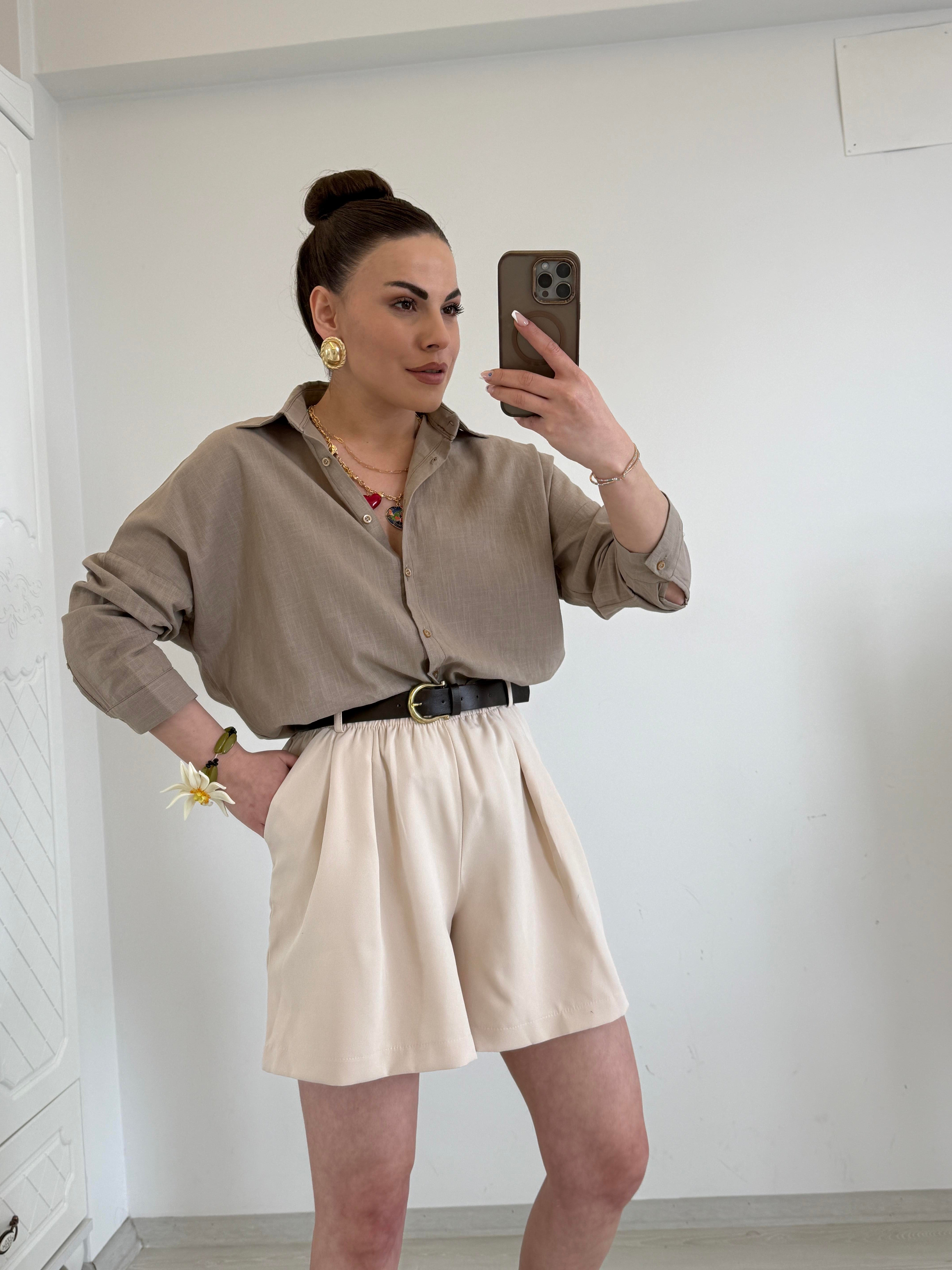 ÖZEL ÜRETİM KETEN GÖMLEK TOPRAK