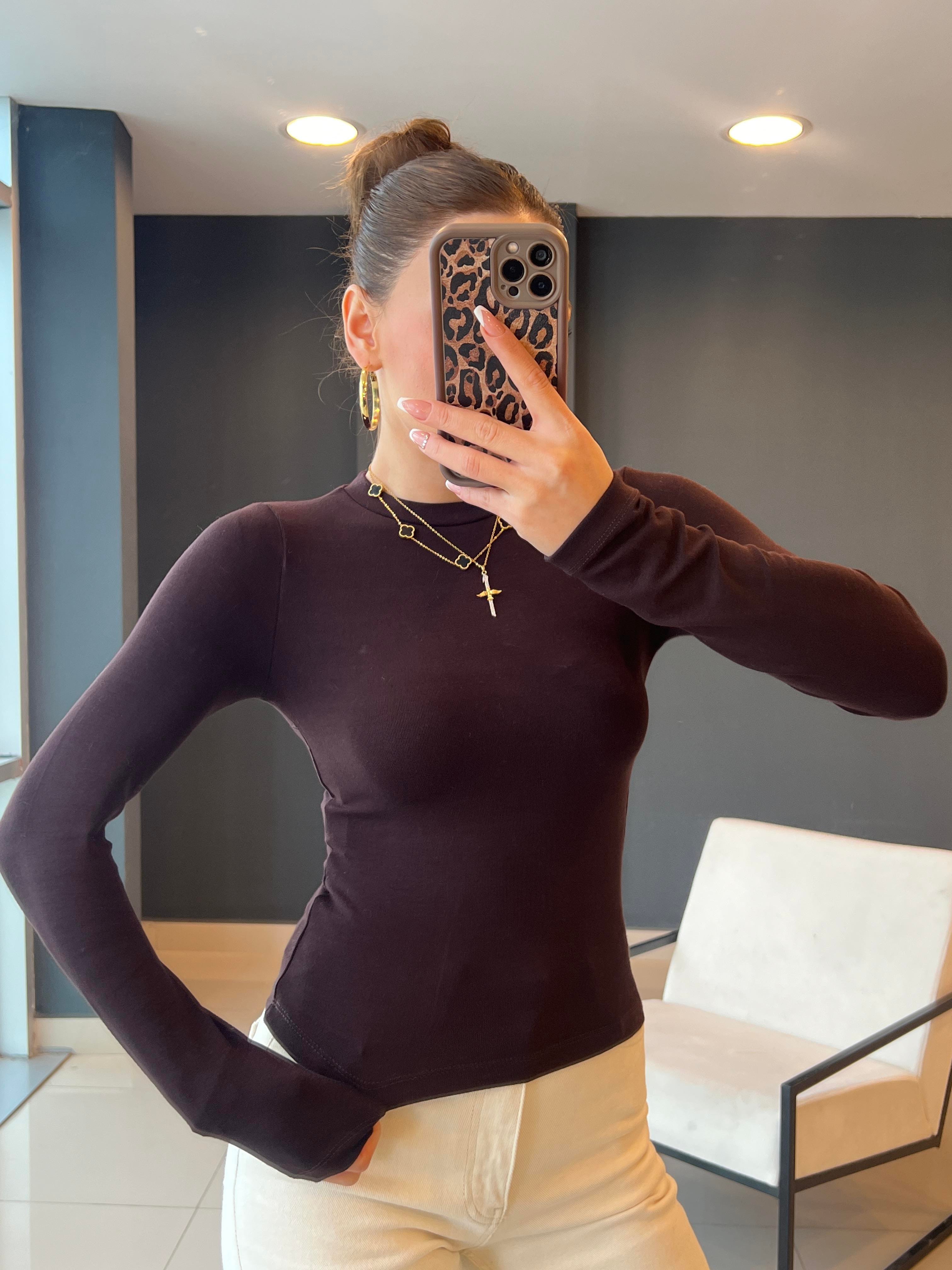 PAMUK BASİC BLUZ KAHVE