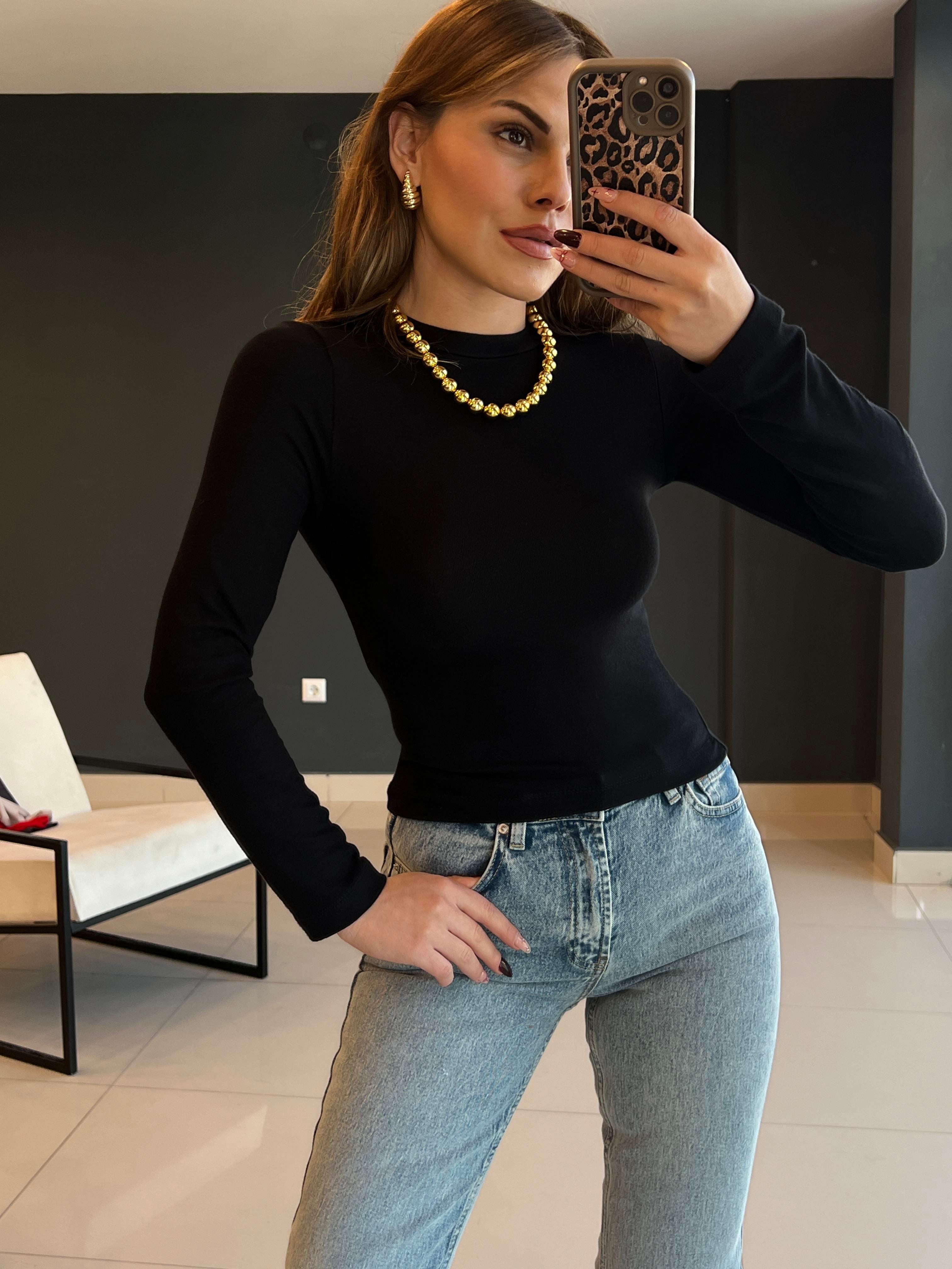 PAMUK BASİC BLUZ  SİYAH