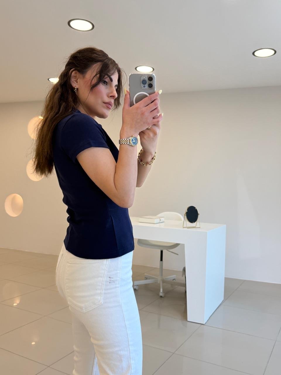 PAMUK FERMUARLI TSHIRT LACİVERT