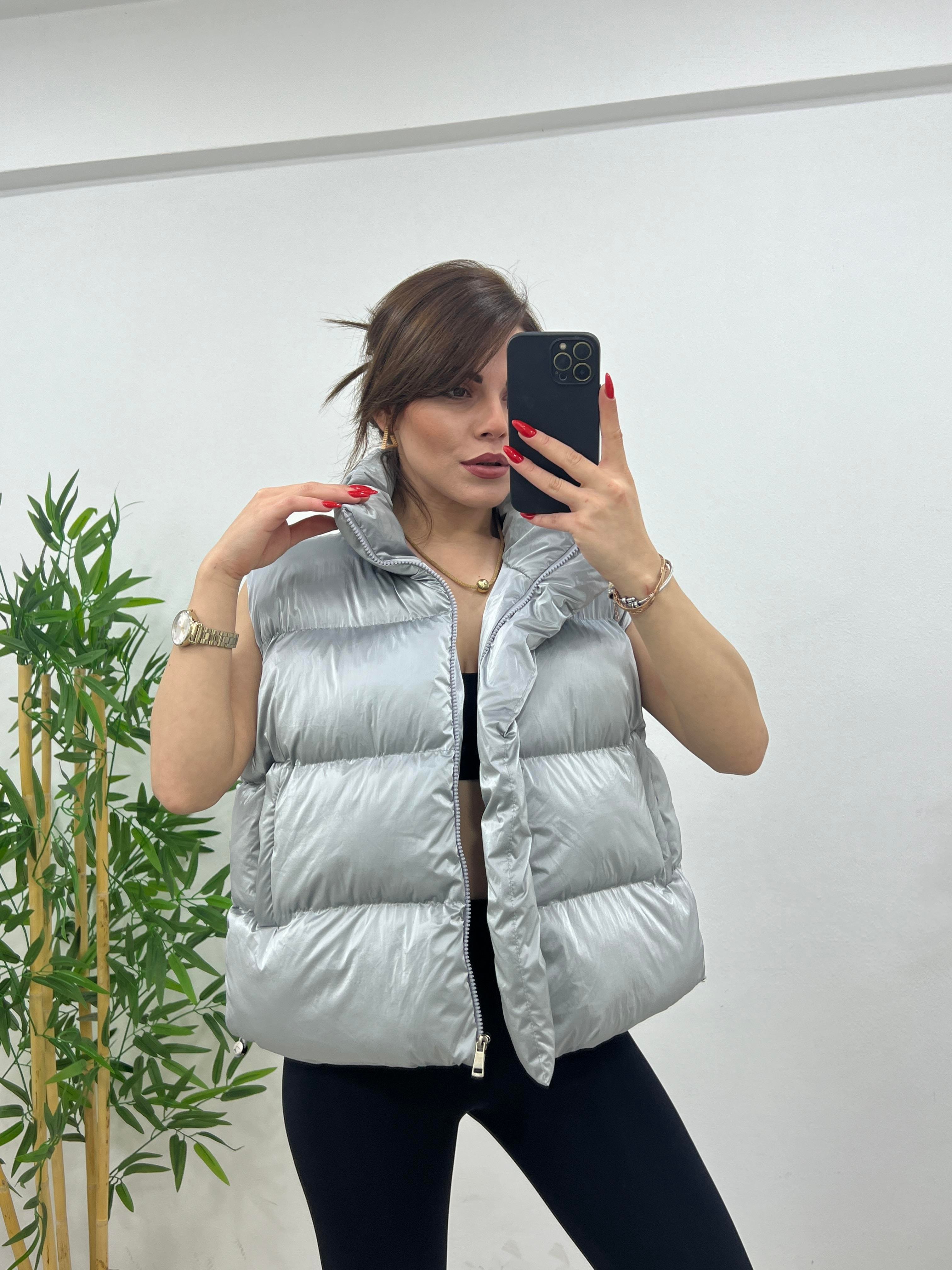 PARLAK PUFFER YELEK GÜMÜŞ