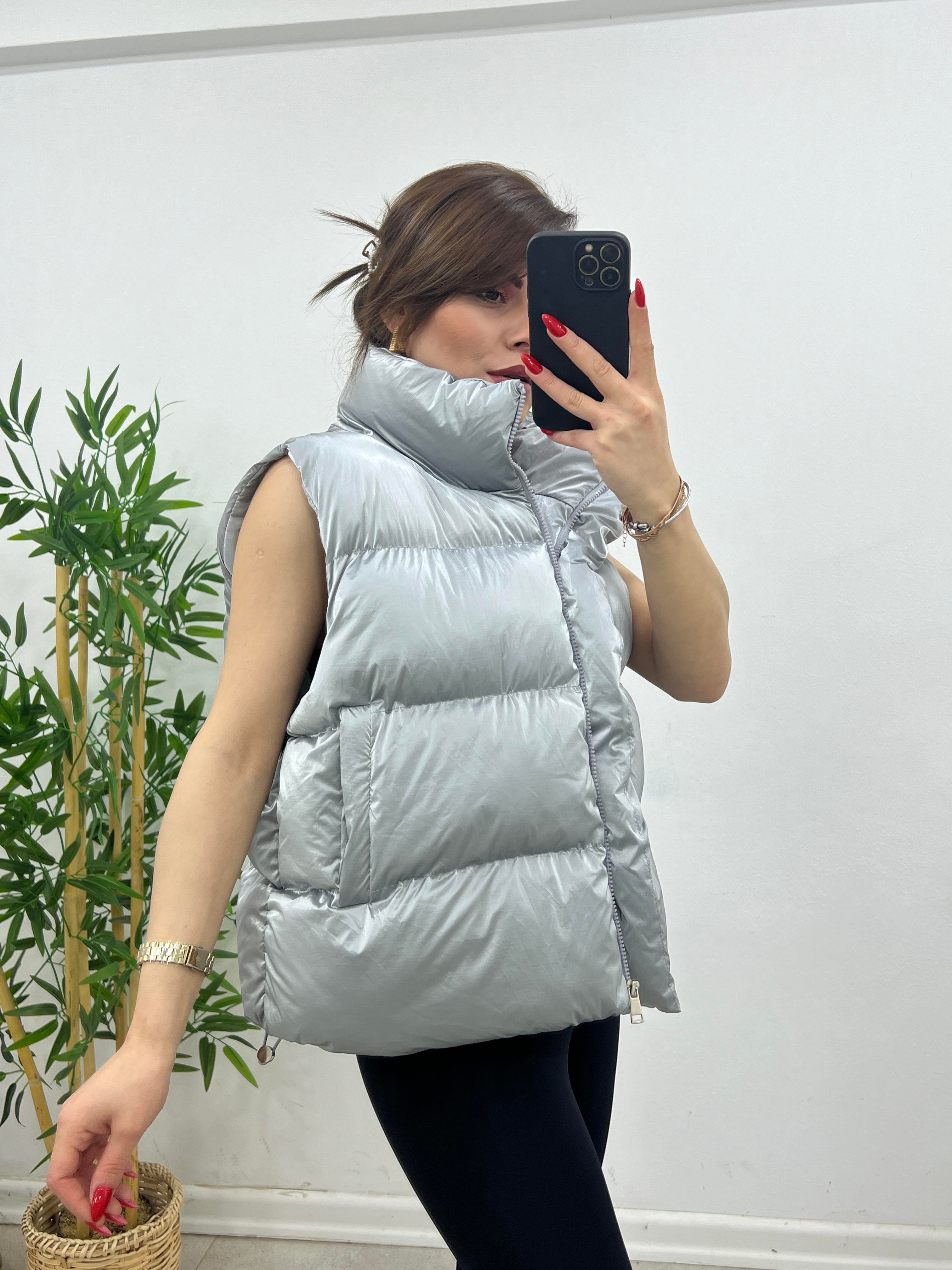 PARLAK PUFFER YELEK GÜMÜŞ