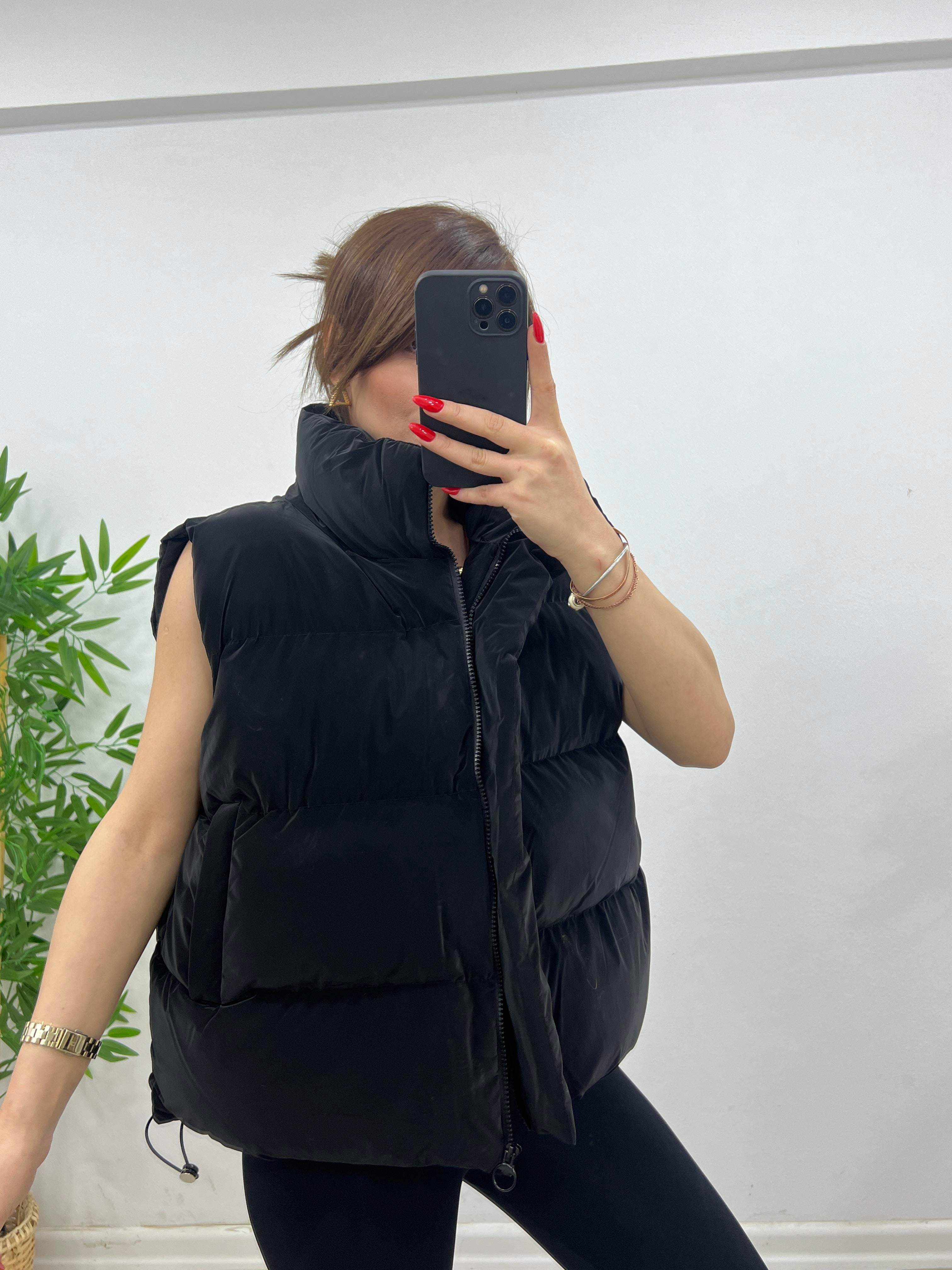 PARLAK PUFFER YELEK SİYAH