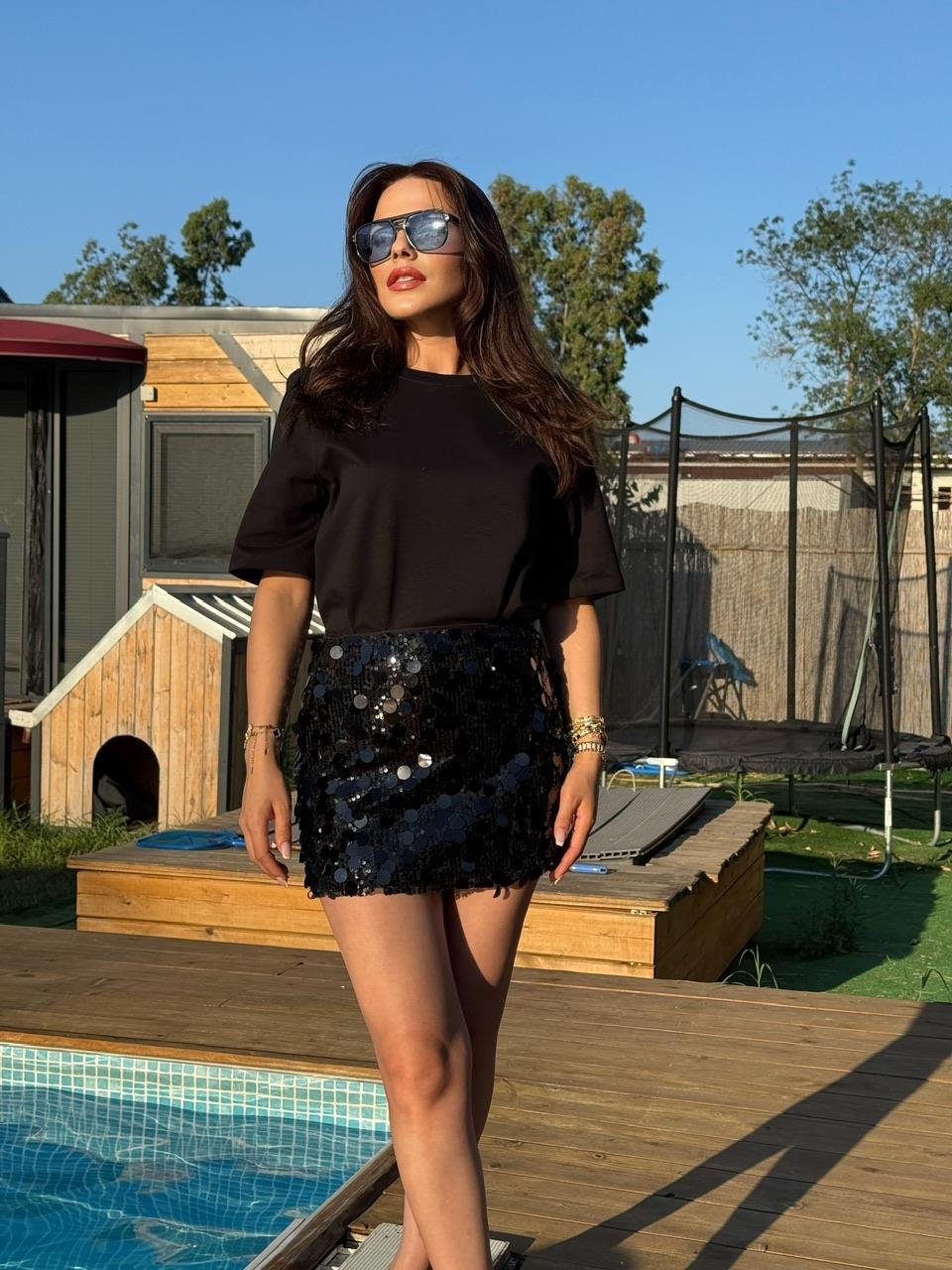 PAYETLİ ETEK SİYAH