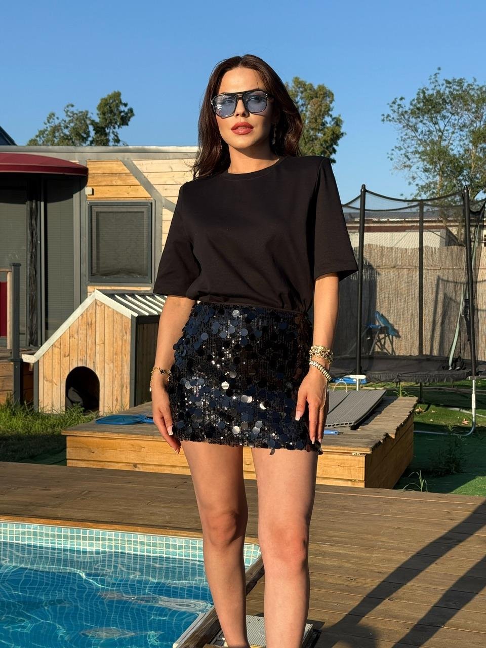 PAYETLİ ETEK SİYAH