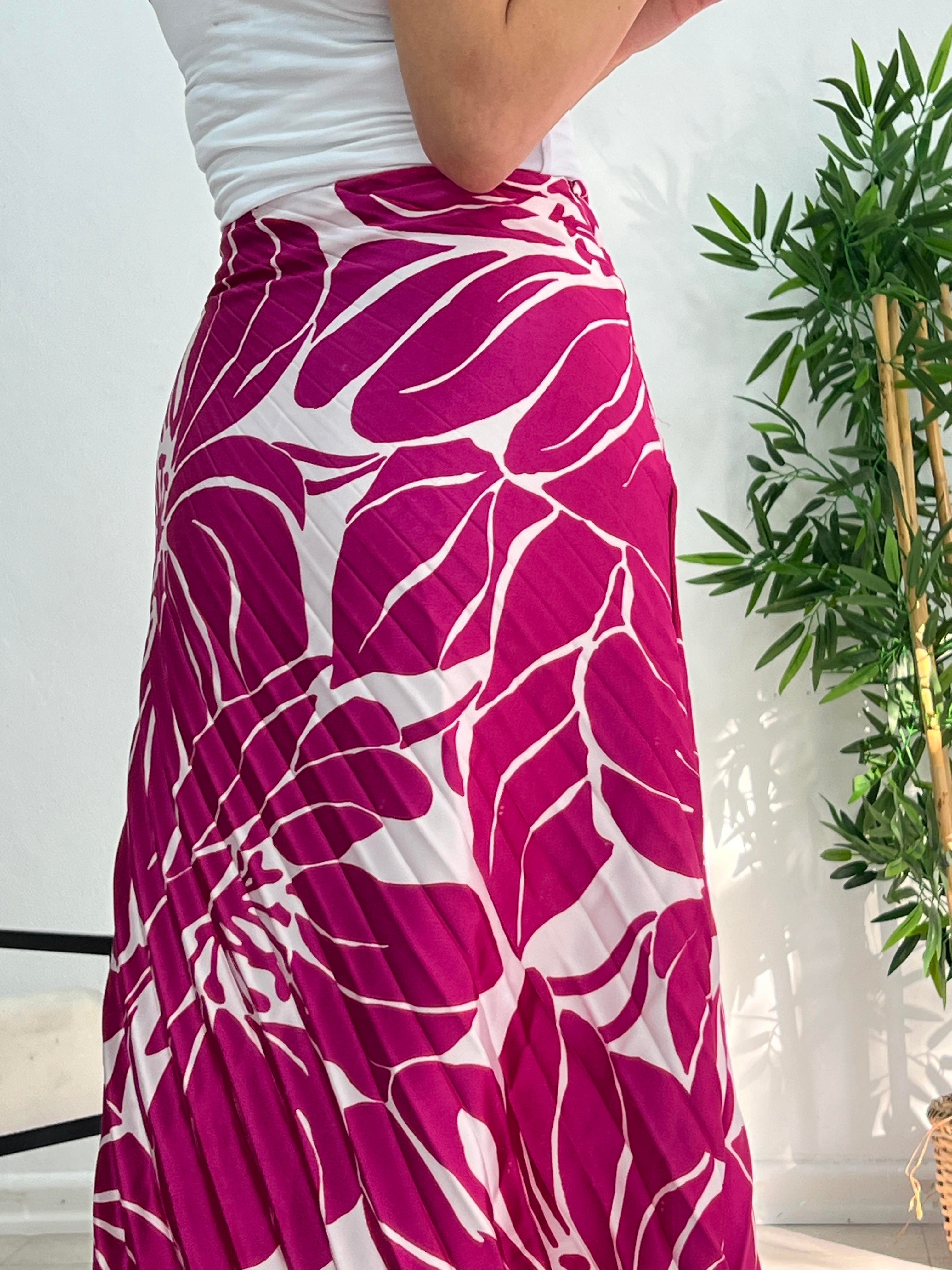PEMBE DESENLİ  DRAPELLİ SATEN ETEK
