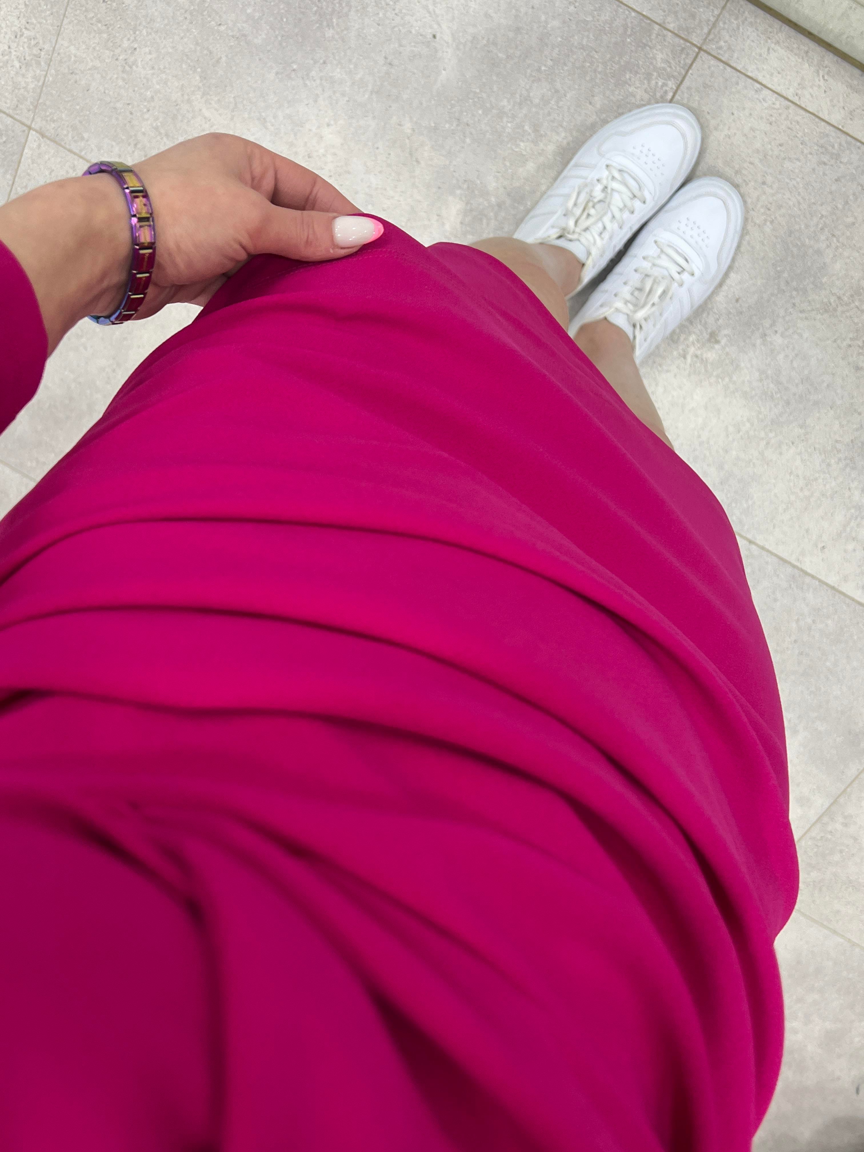 PEMBE KRUVAZE DRAPELİ ELBİSE