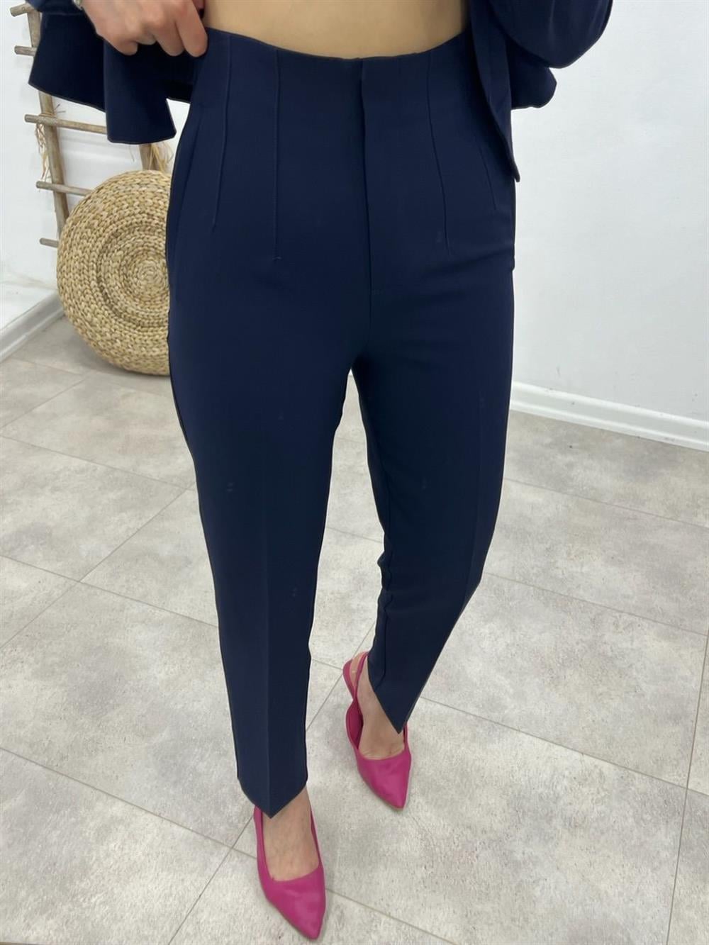 PENSLİ  KUMAŞ PANTOLON LACİVERT