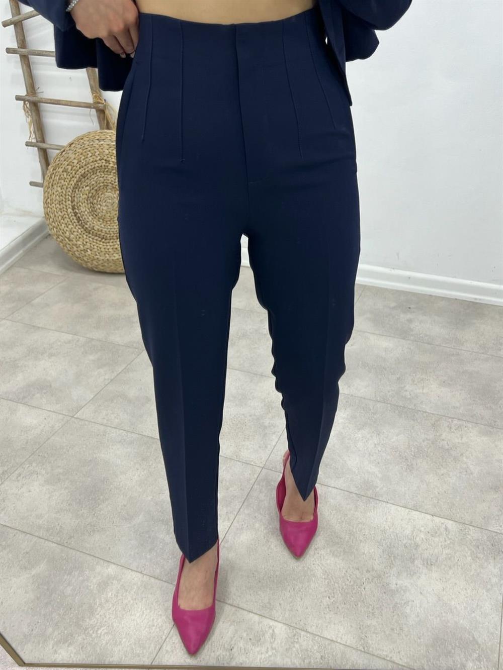 PENSLİ  KUMAŞ PANTOLON LACİVERT