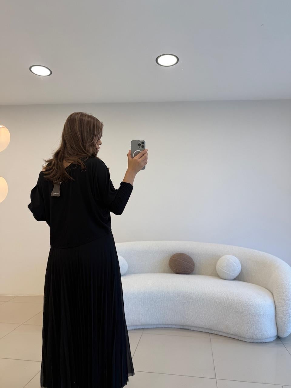 PİLİSELİ BLUZLU İKİLİ ELBİSE SİYAH