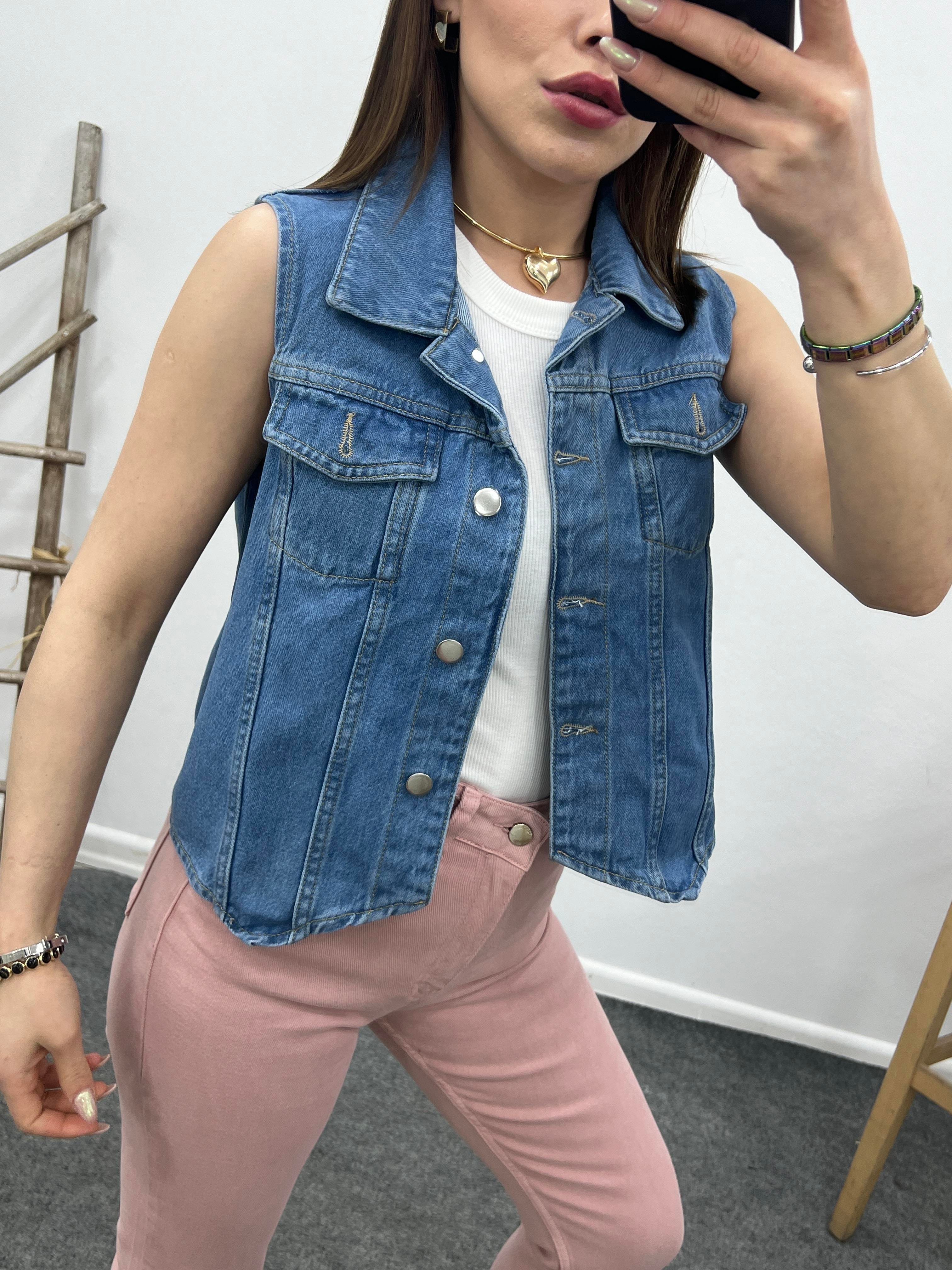 PİNTEREST KISA DENİM YELEK