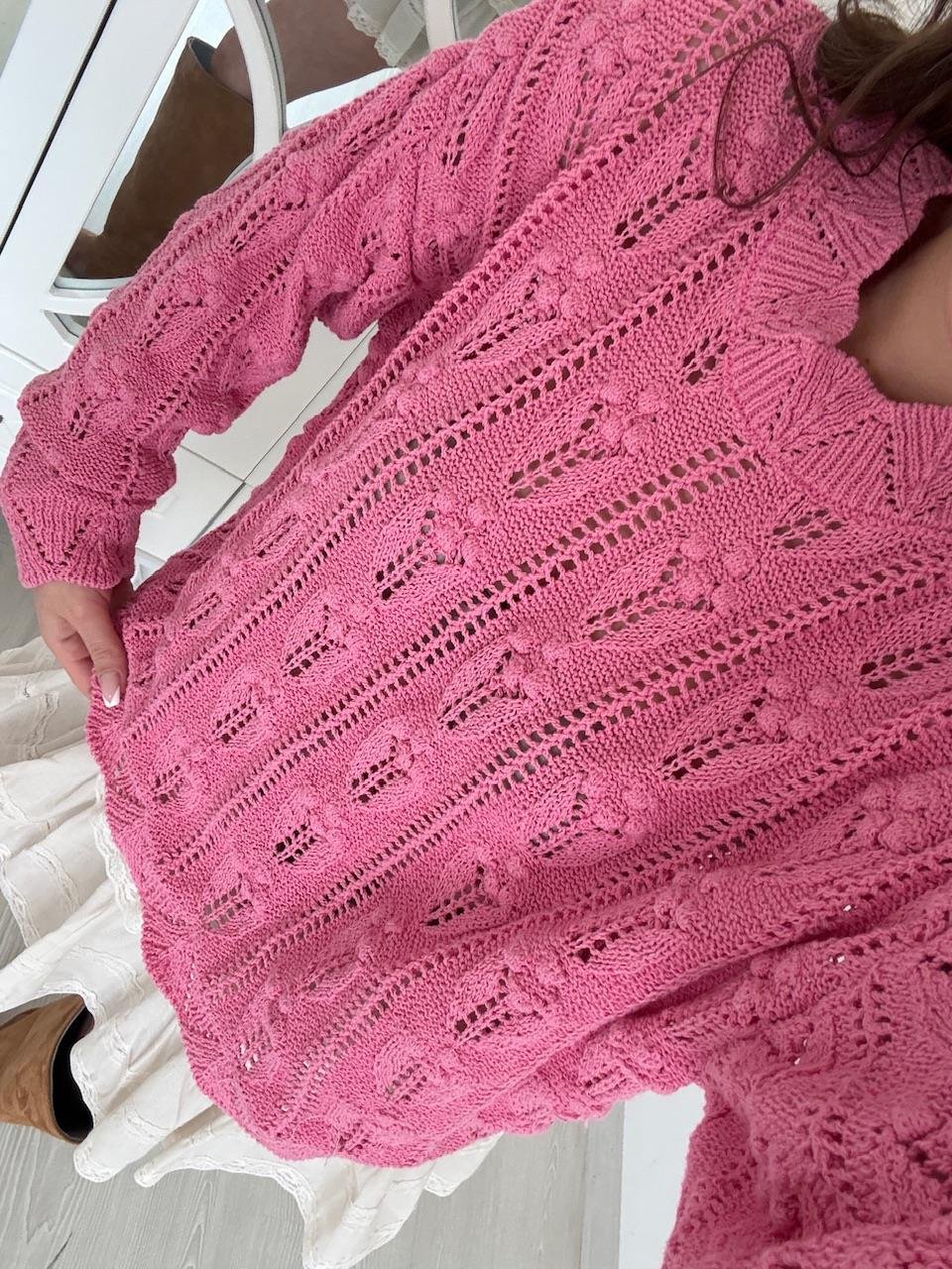 PONPON DESENLİ TRİKO PEMBE