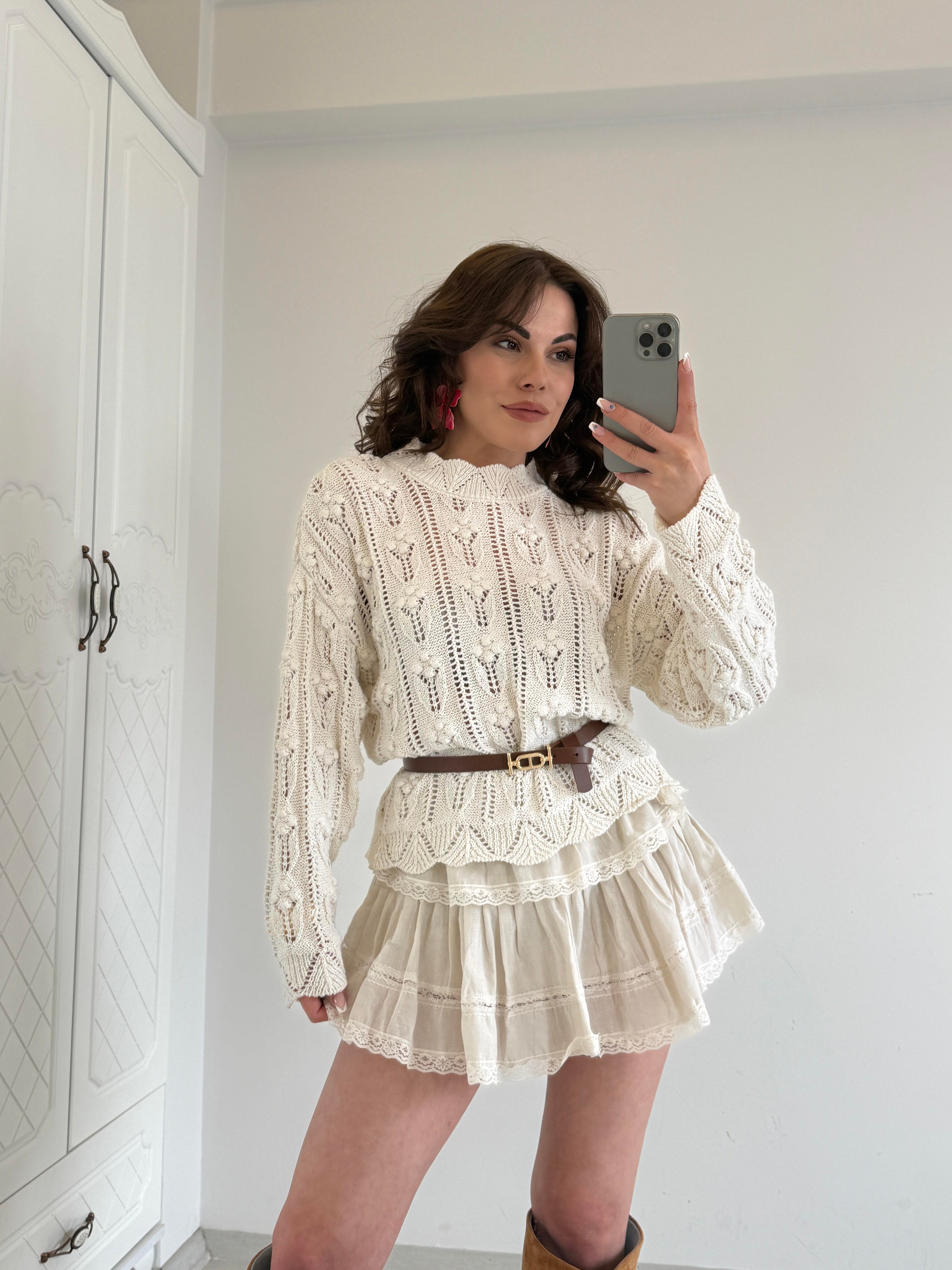 PONPON DESENLİ TRİKO TAŞ