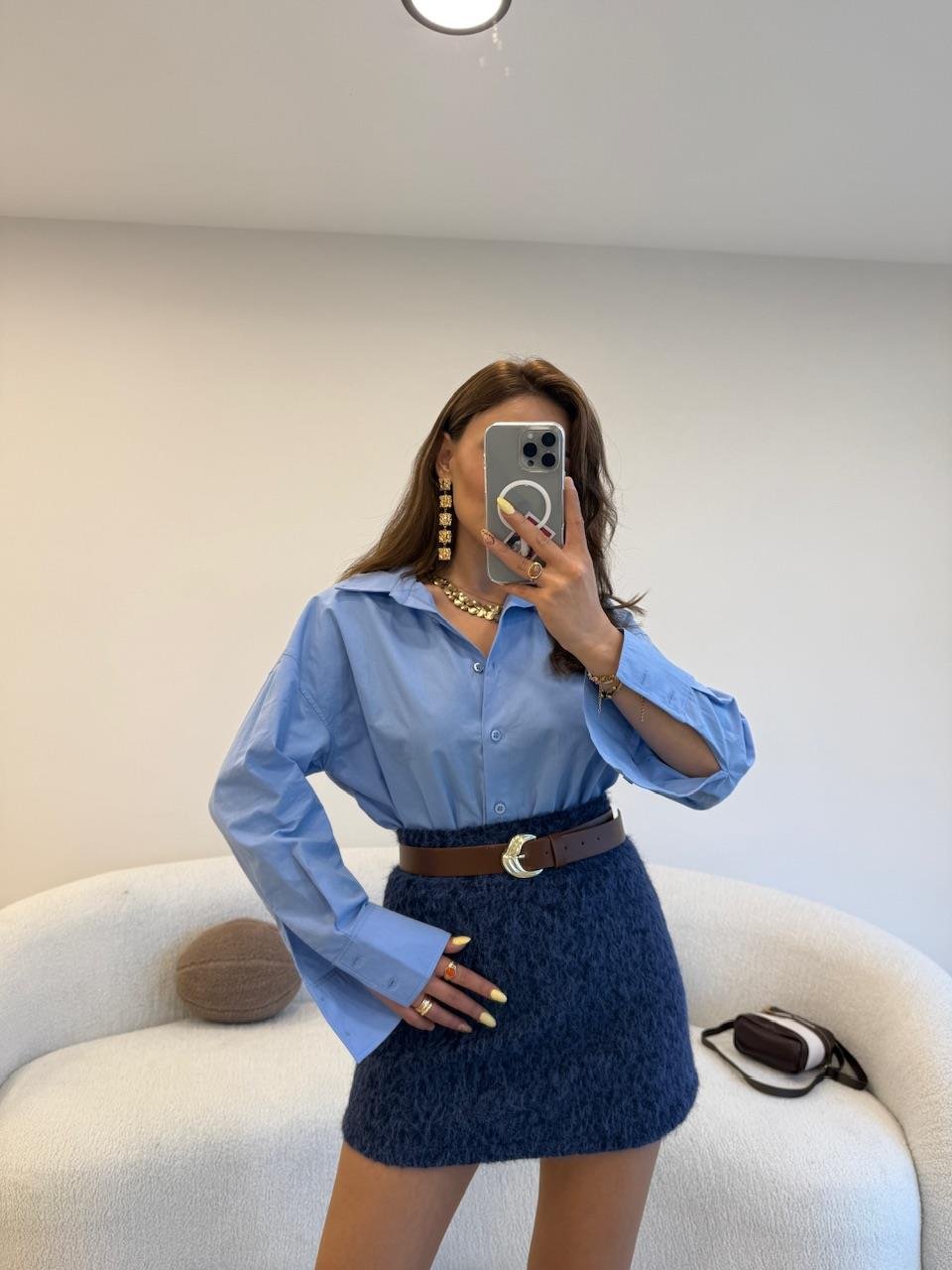 POPLİN GÖMLEK MAVİ