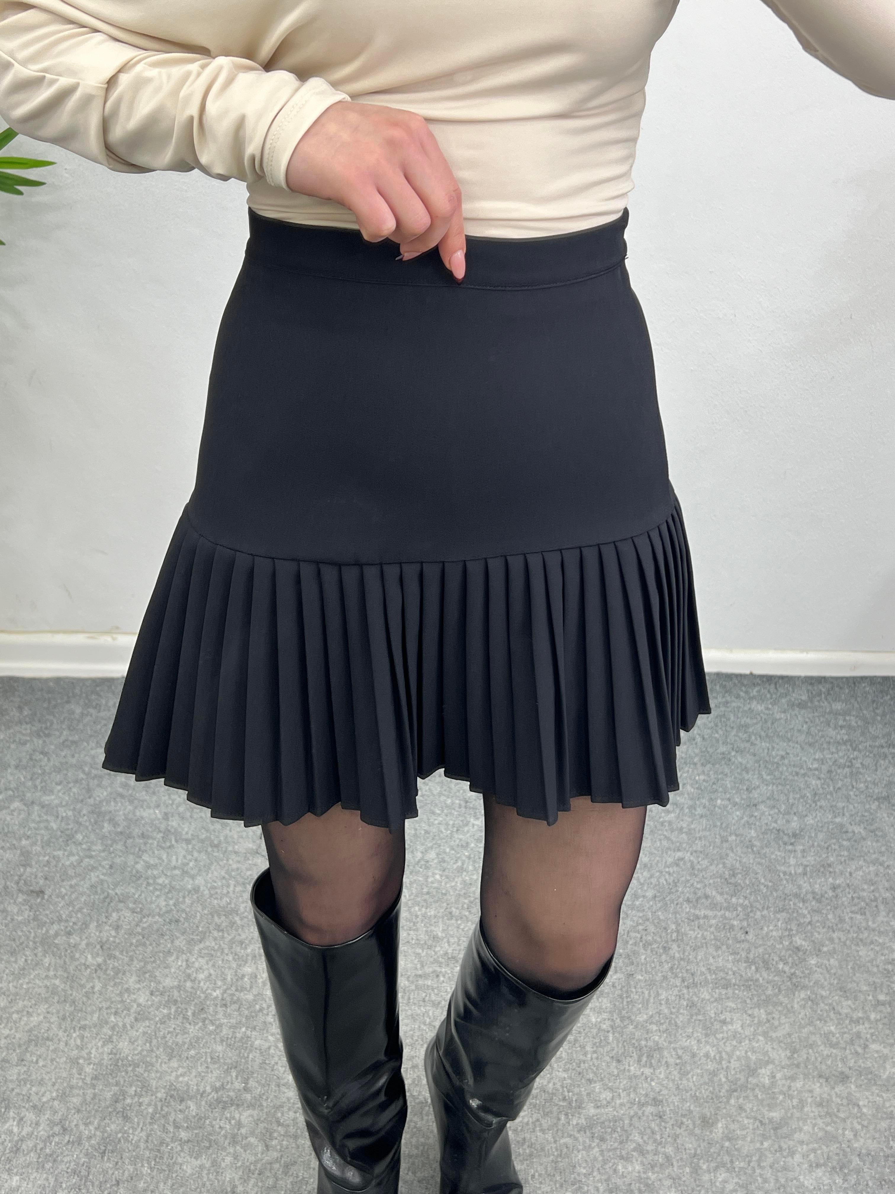 PREMİUM KALİTE  PLİSELİ ETEK SİYAH