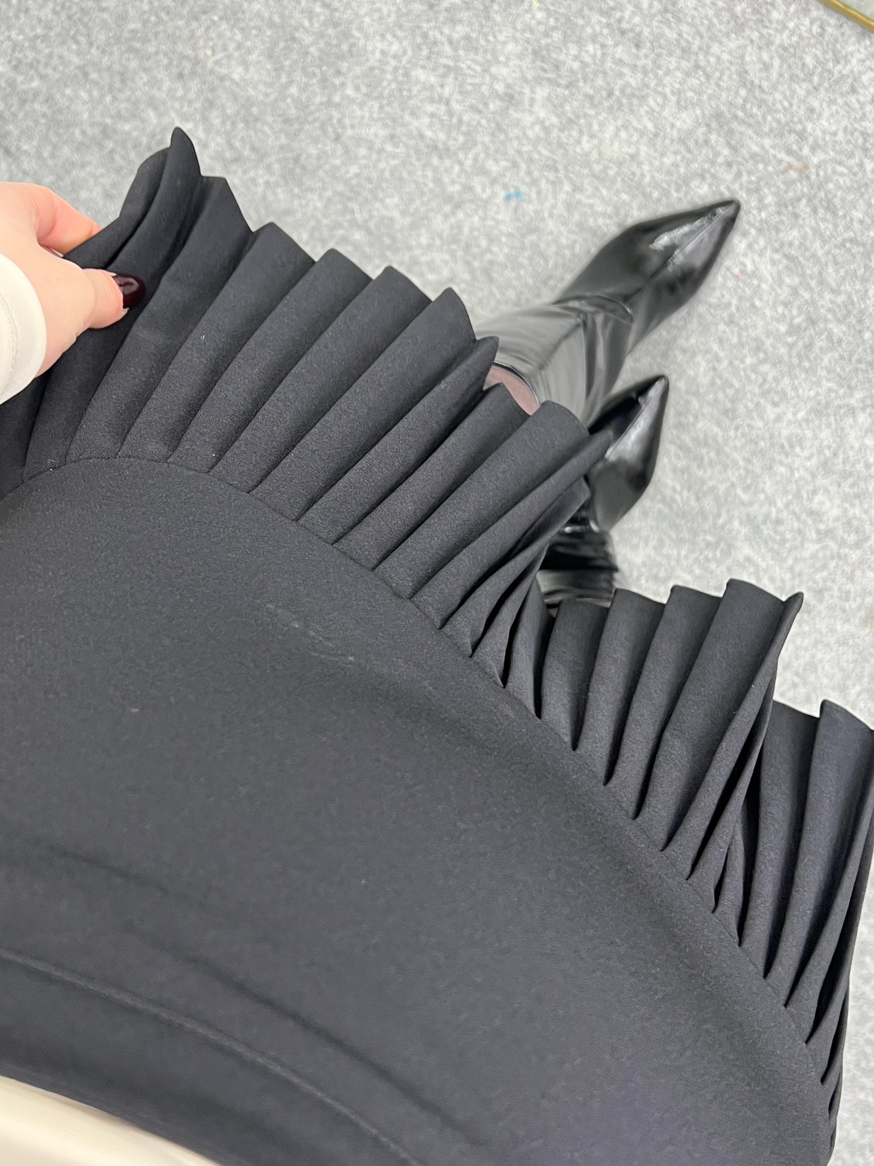 PREMİUM KALİTE  PLİSELİ ETEK SİYAH