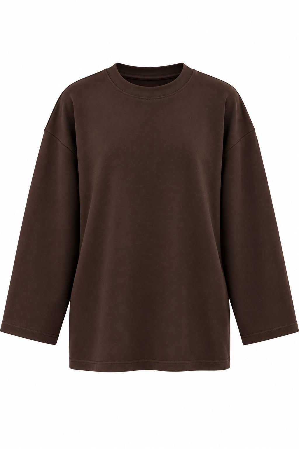 Premium Oversize Kesim Uzun Kollu Basic Sweat Kahve