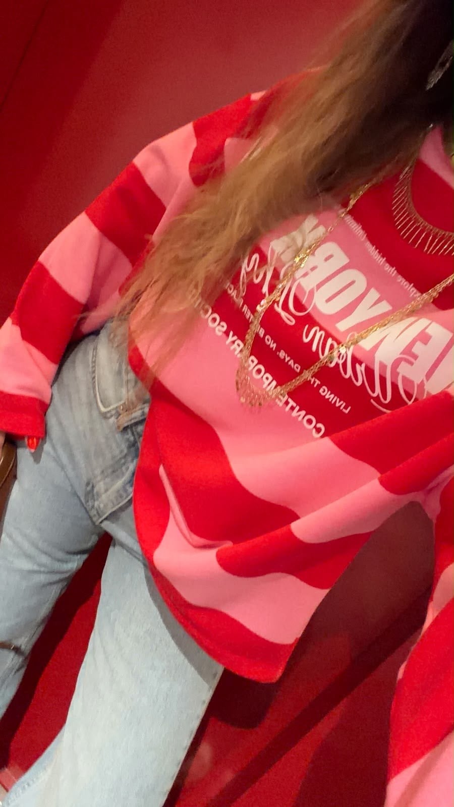 Premium Seri Baskılı Çizgili Sweatshirt