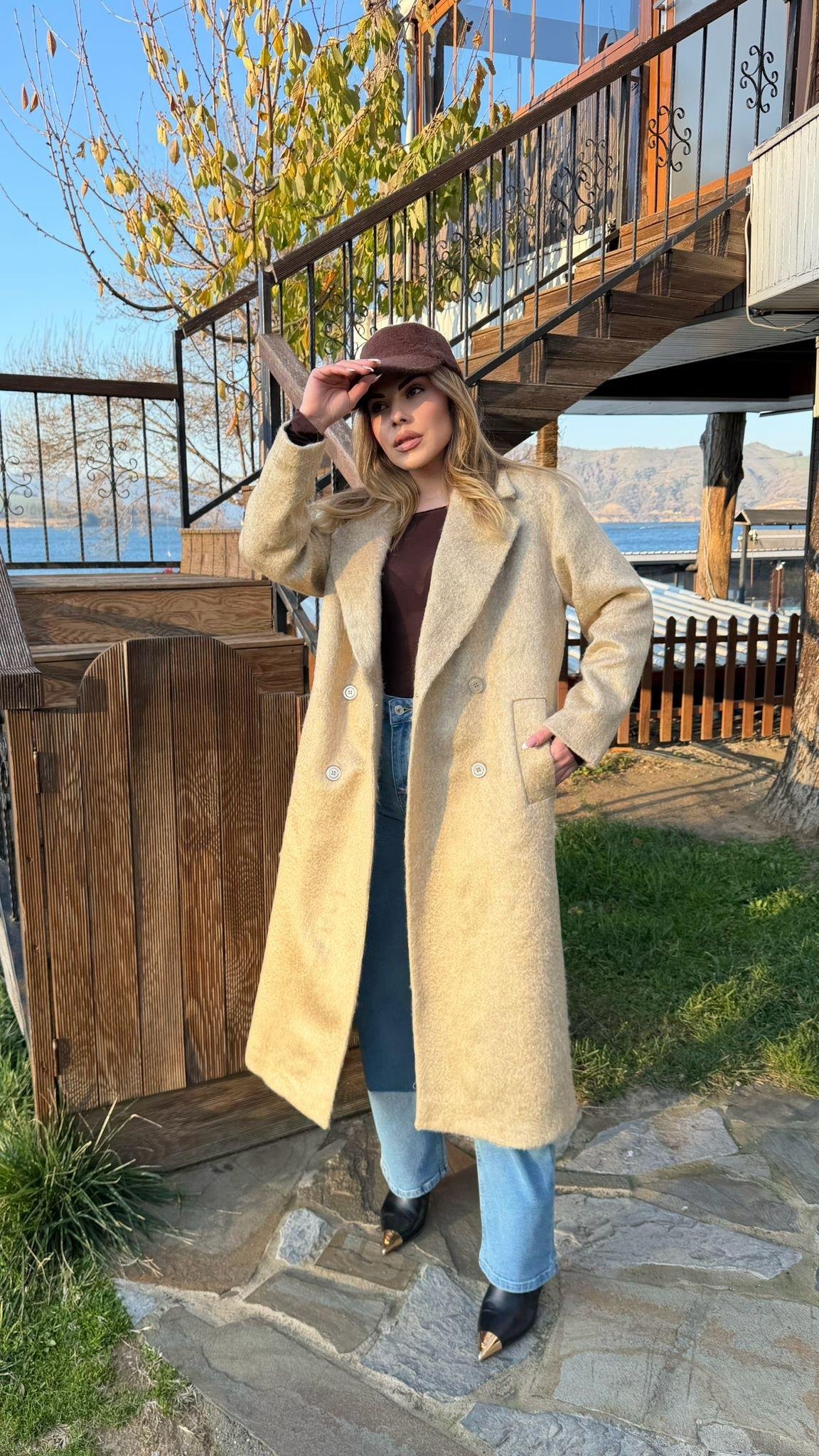 PREMİUM SERİ BEJ RENK GEÇİŞLİ KABAN