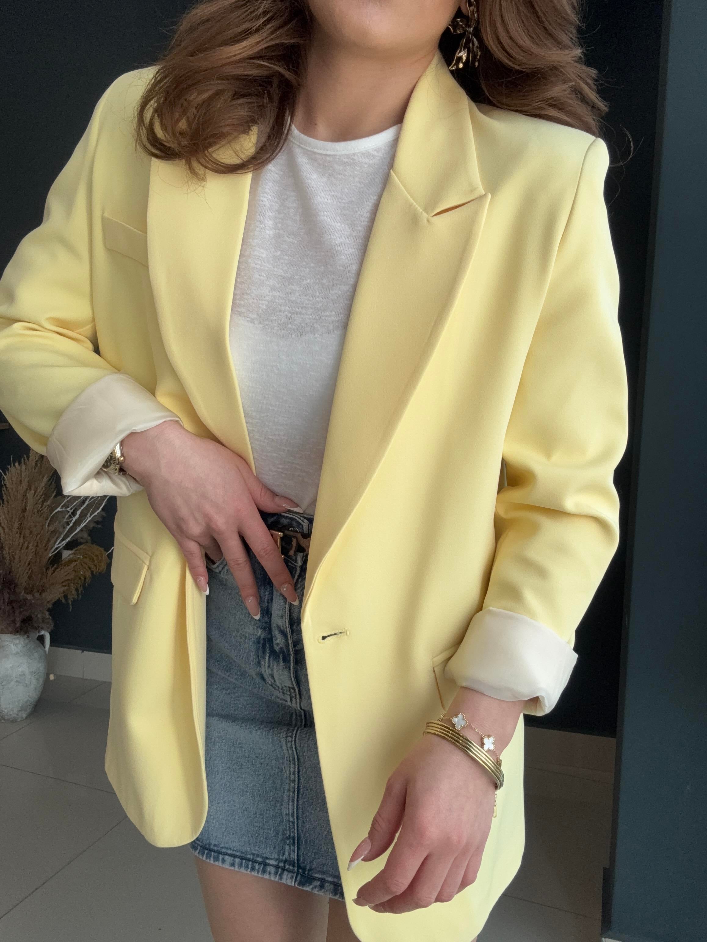 PREMİUM SERİ BLAZER CEKET SARI