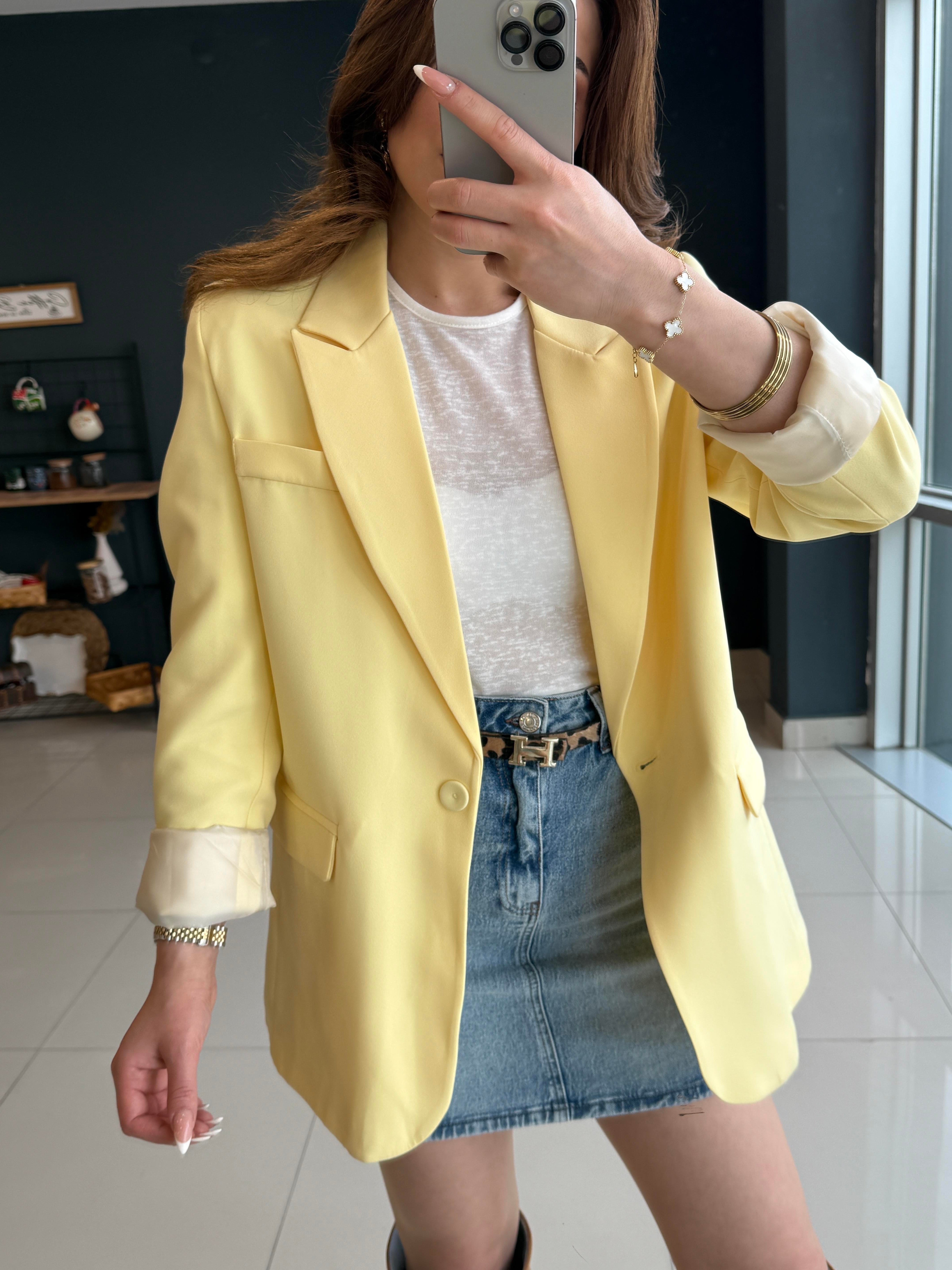 PREMİUM SERİ BLAZER CEKET SARI