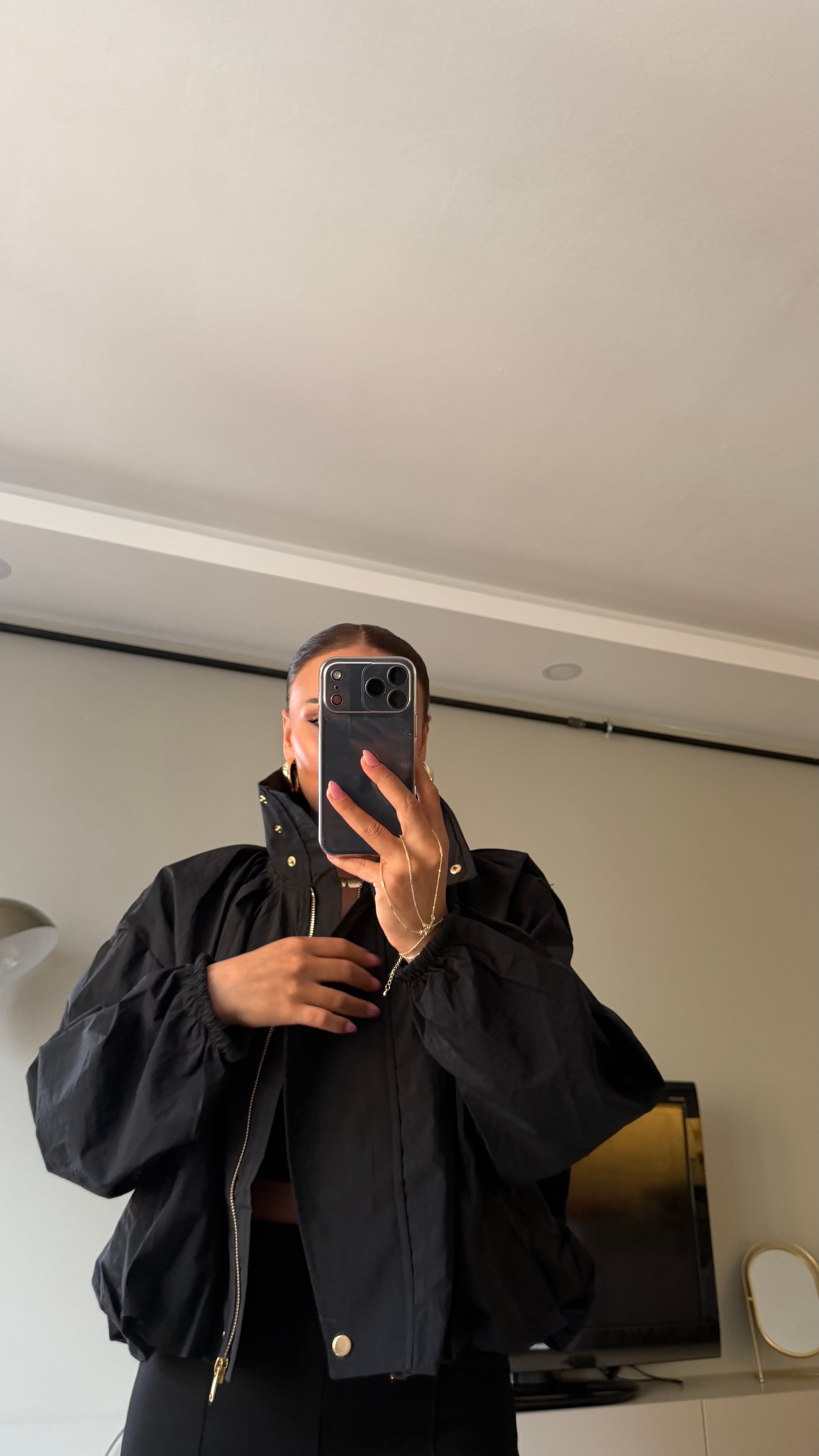 Premium Seri Dik Yaka Yağmurluk Siyah