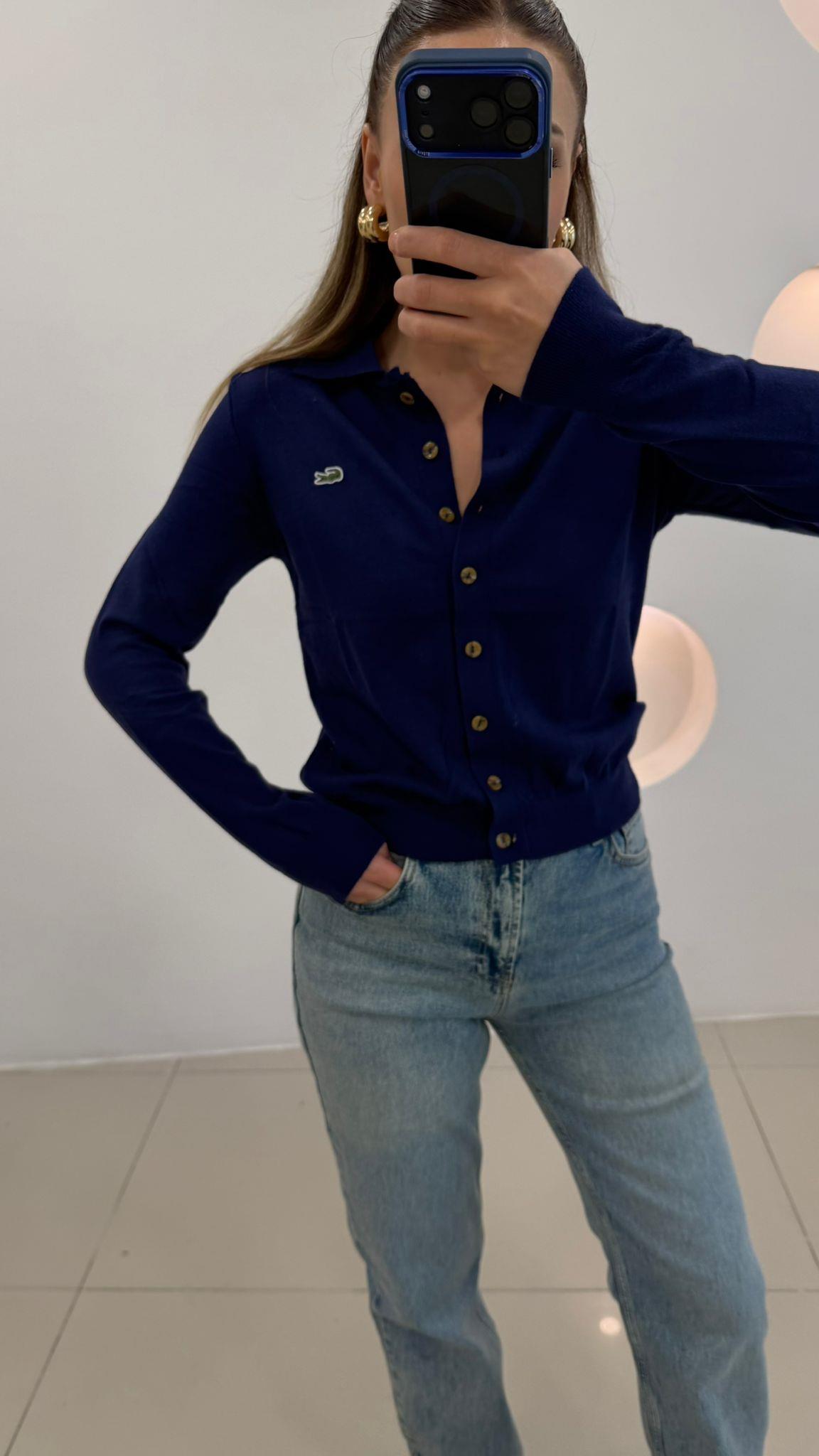 PREMİUM SERİ DÜĞMELİ YAKALI  HIRKA LACİVERT