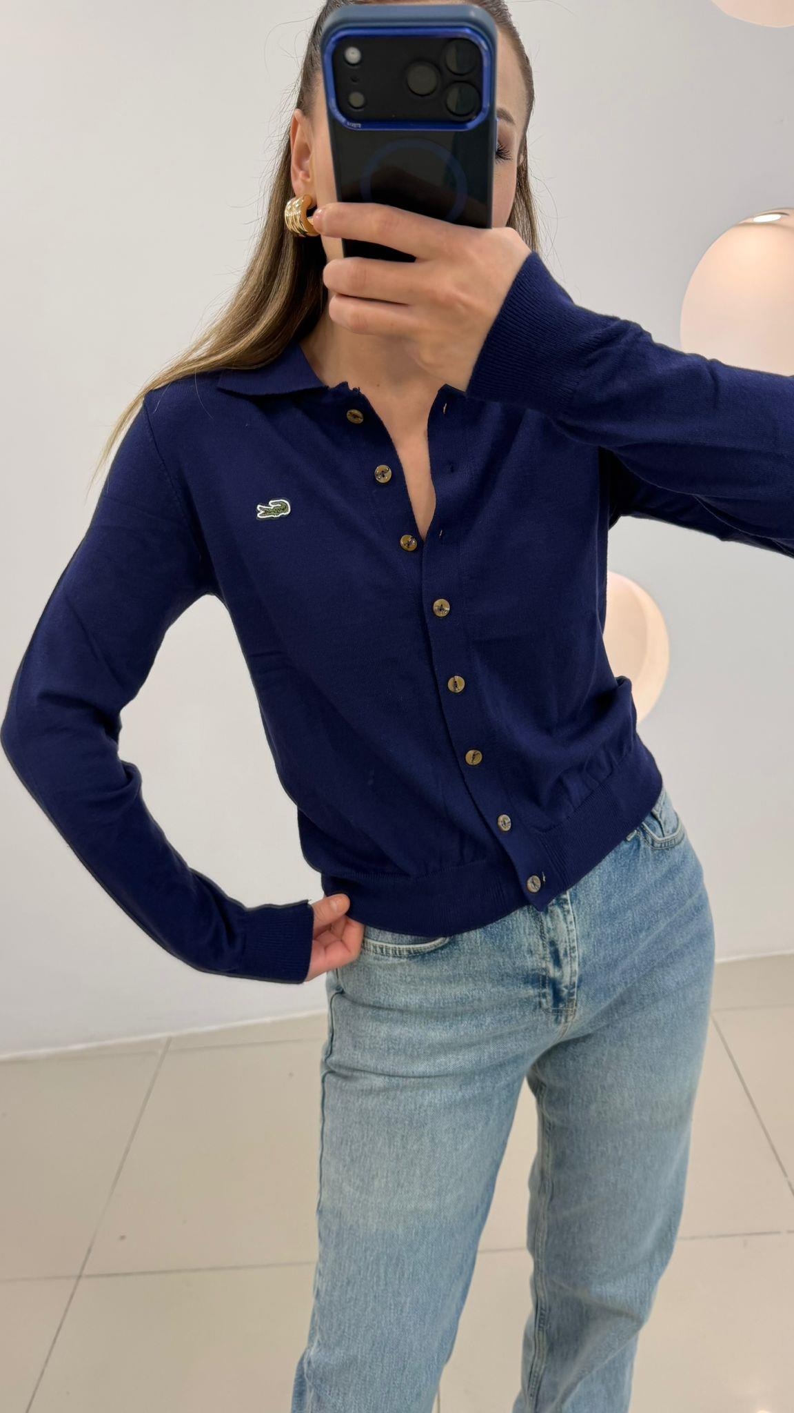 PREMİUM SERİ DÜĞMELİ YAKALI  HIRKA LACİVERT