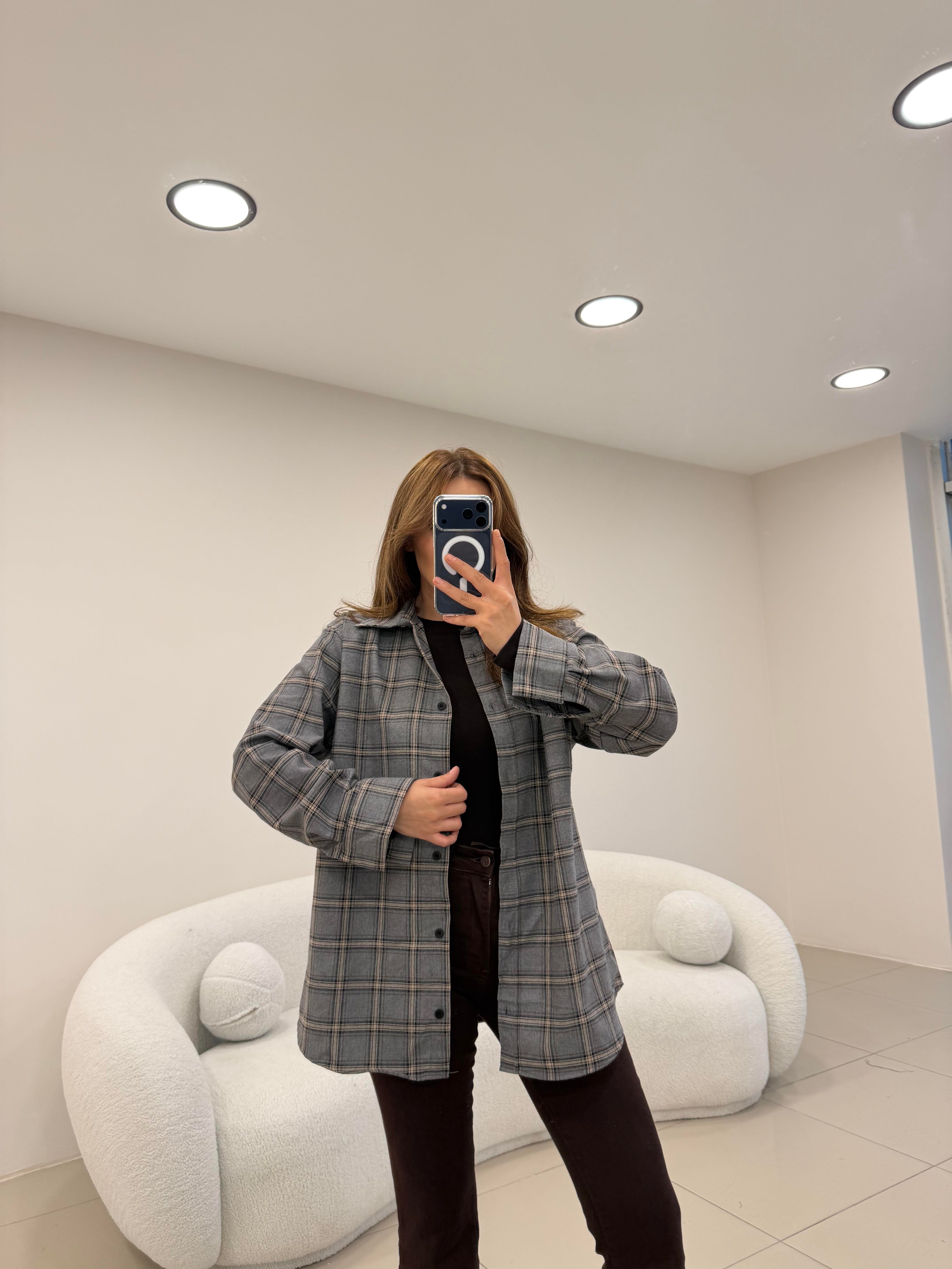 PREMİUM SERİ EKOSE GÖMLEK GRİ