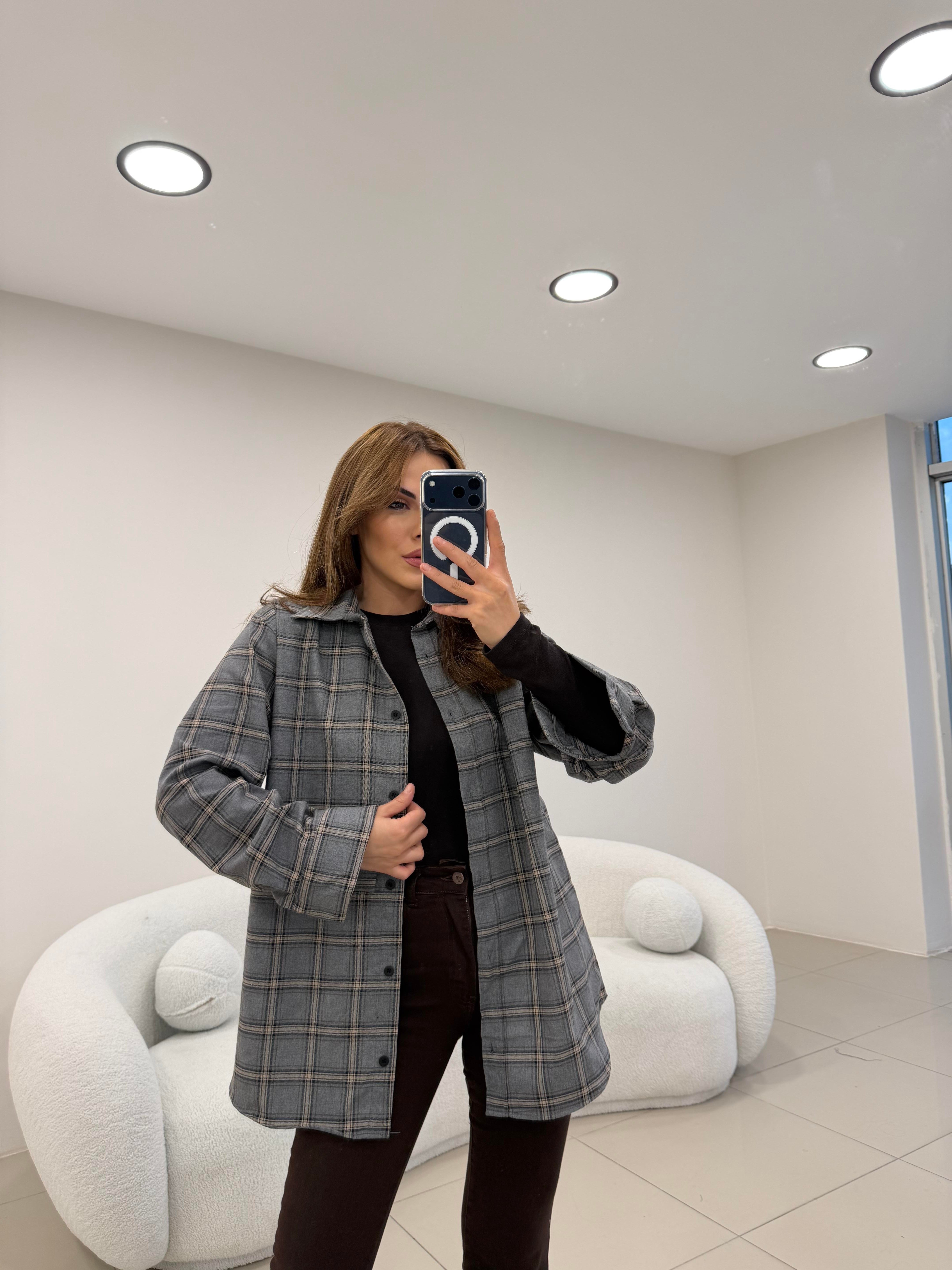 PREMİUM SERİ EKOSE GÖMLEK GRİ