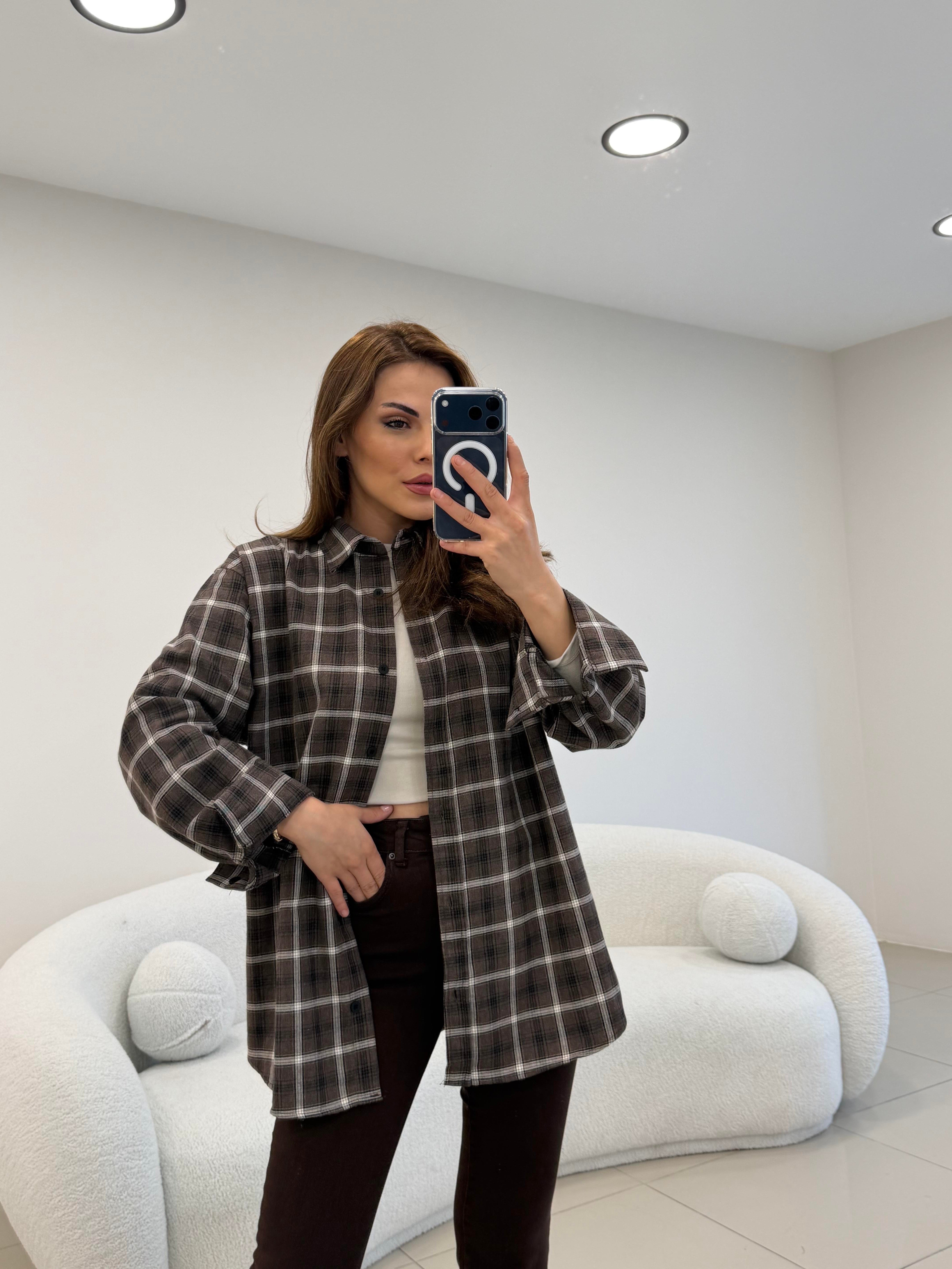 PREMİUM SERİ EKOSE GÖMLEK KAHVE 