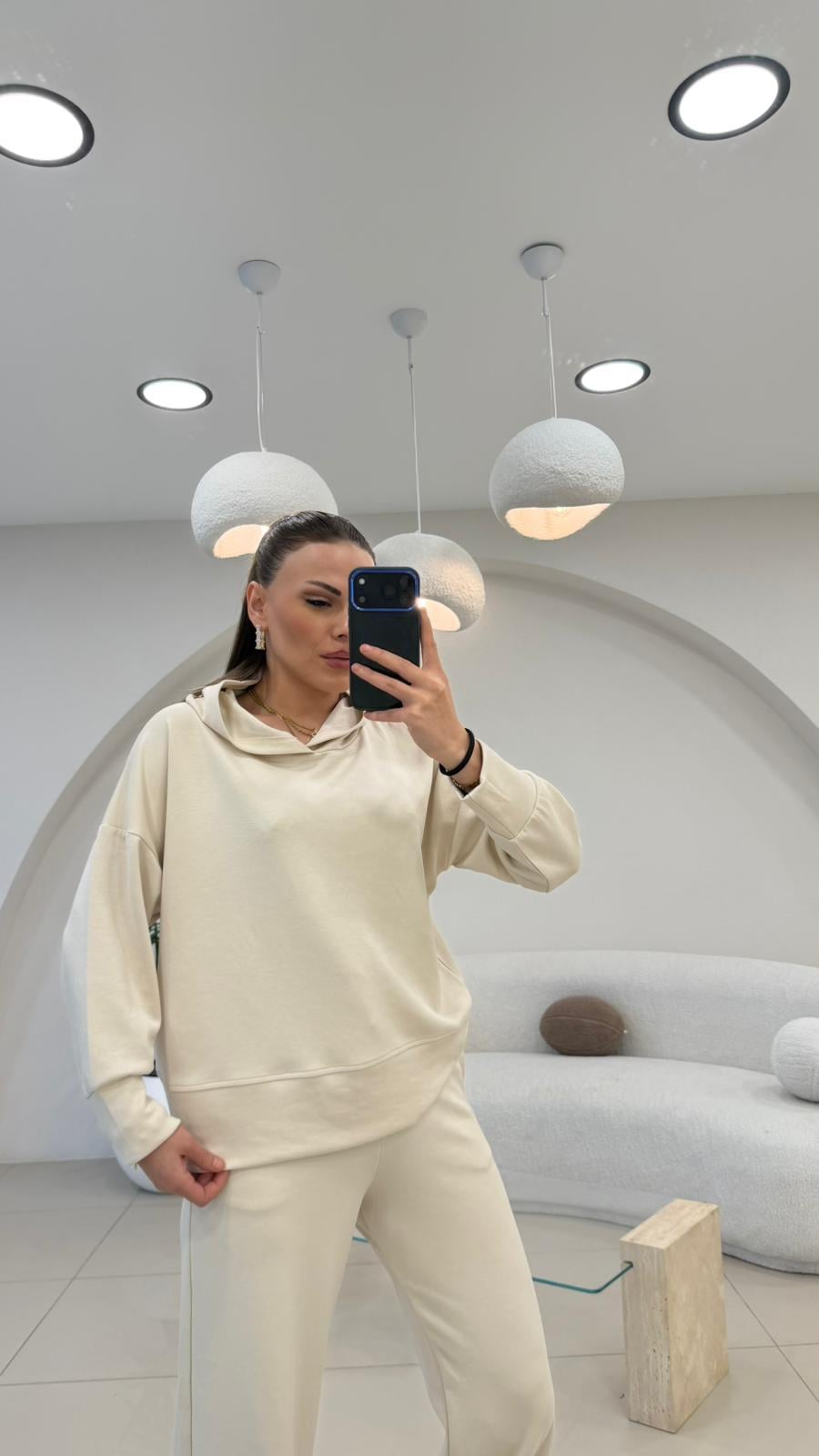 PREMİUM SERİ KAPŞONLU EŞOFMAN TAKIMI TAŞ