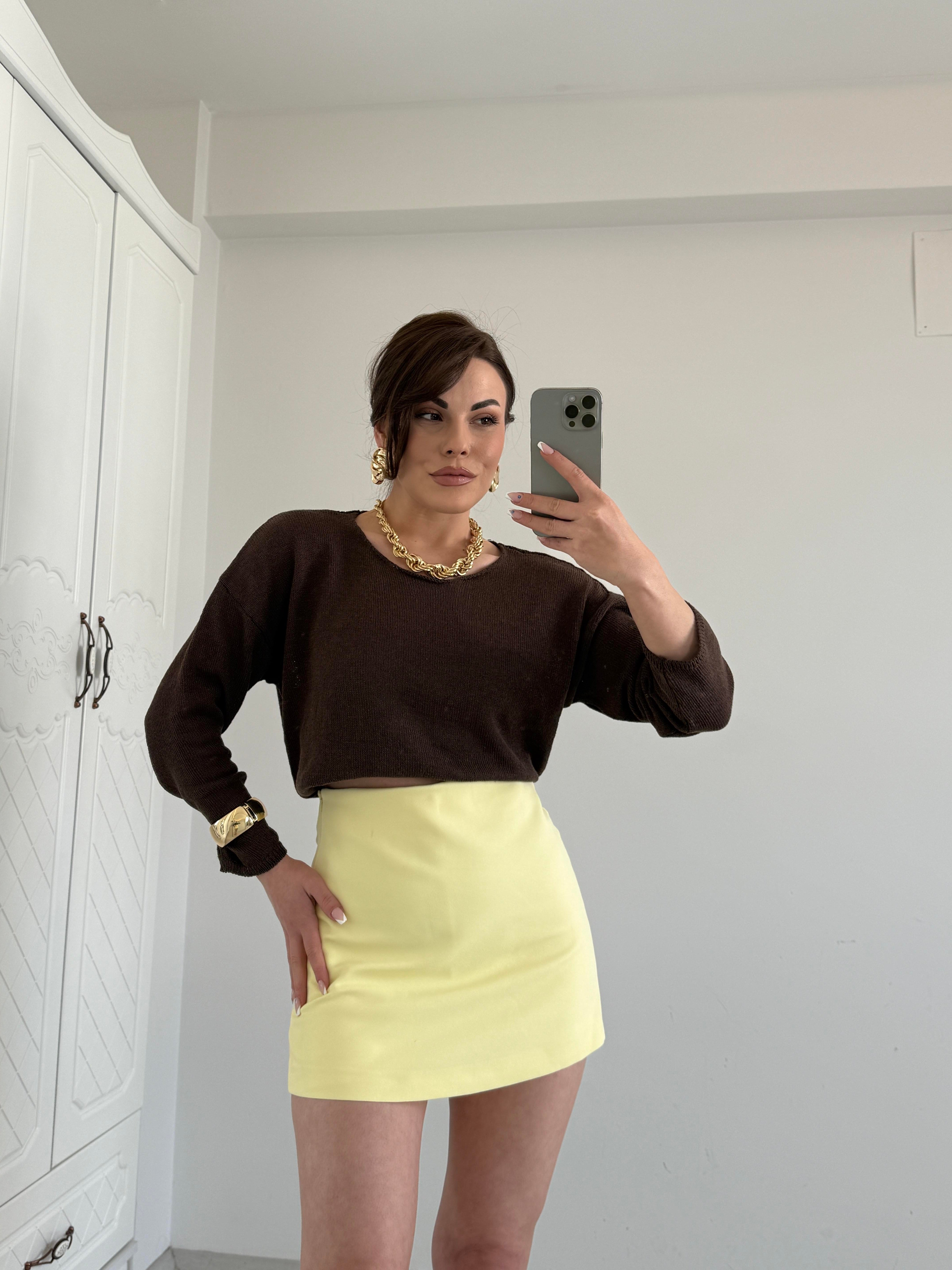 PREMİUM SERİ KAYIK YAKA MERSERİZE KAHVE