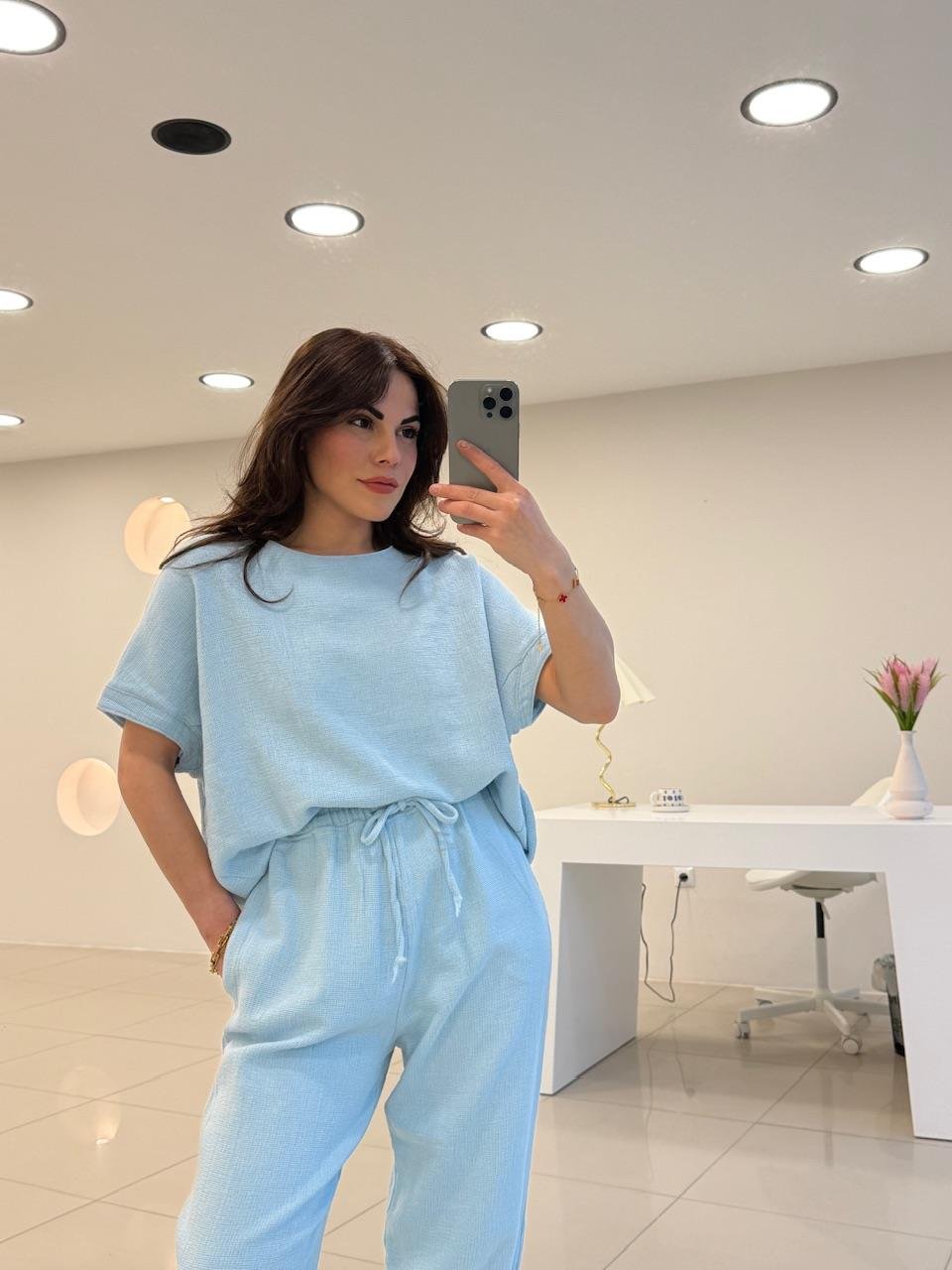 PREMİUM SERİ KETEN TAKIM MAVİ