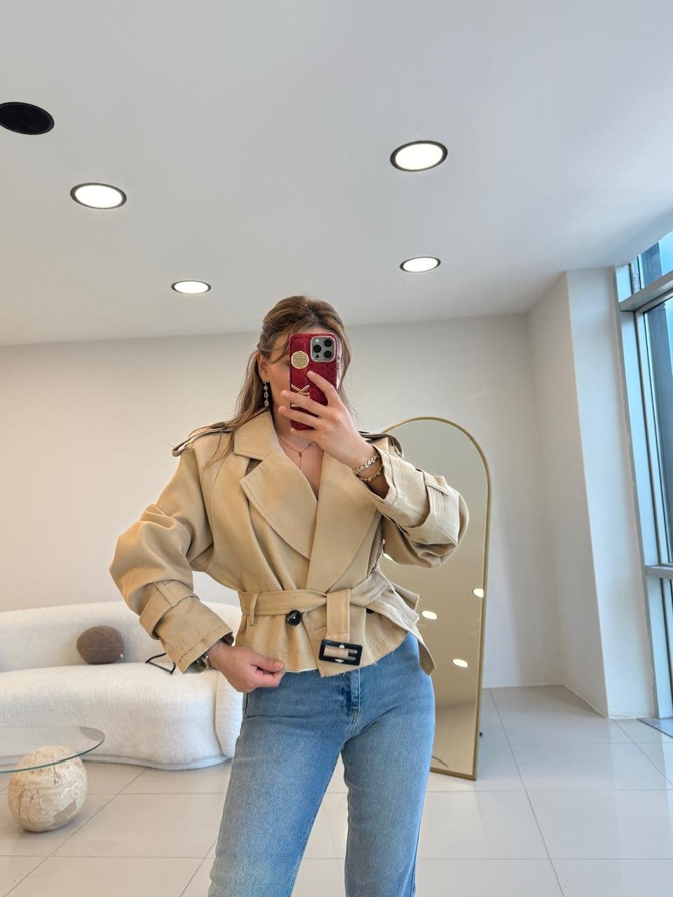 PREMIUM SERİ KISA TRENÇKOT CAMEL