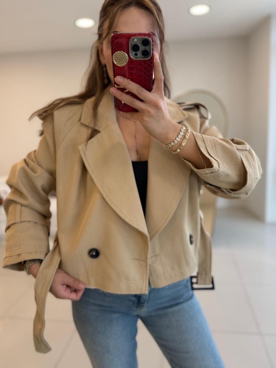 PREMIUM SERİ KISA TRENÇKOT CAMEL