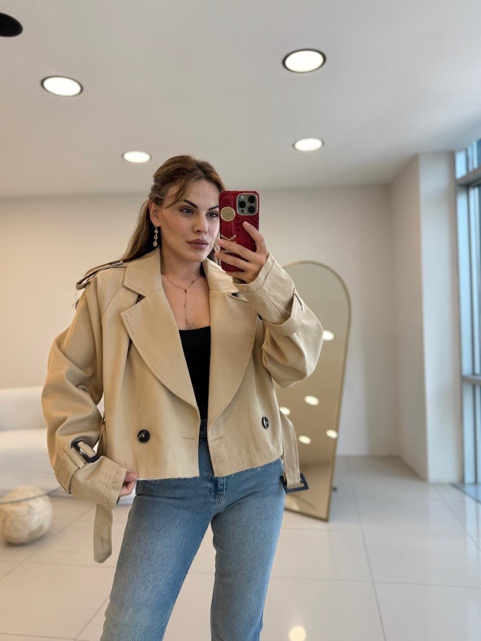 PREMIUM SERİ KISA TRENÇKOT CAMEL