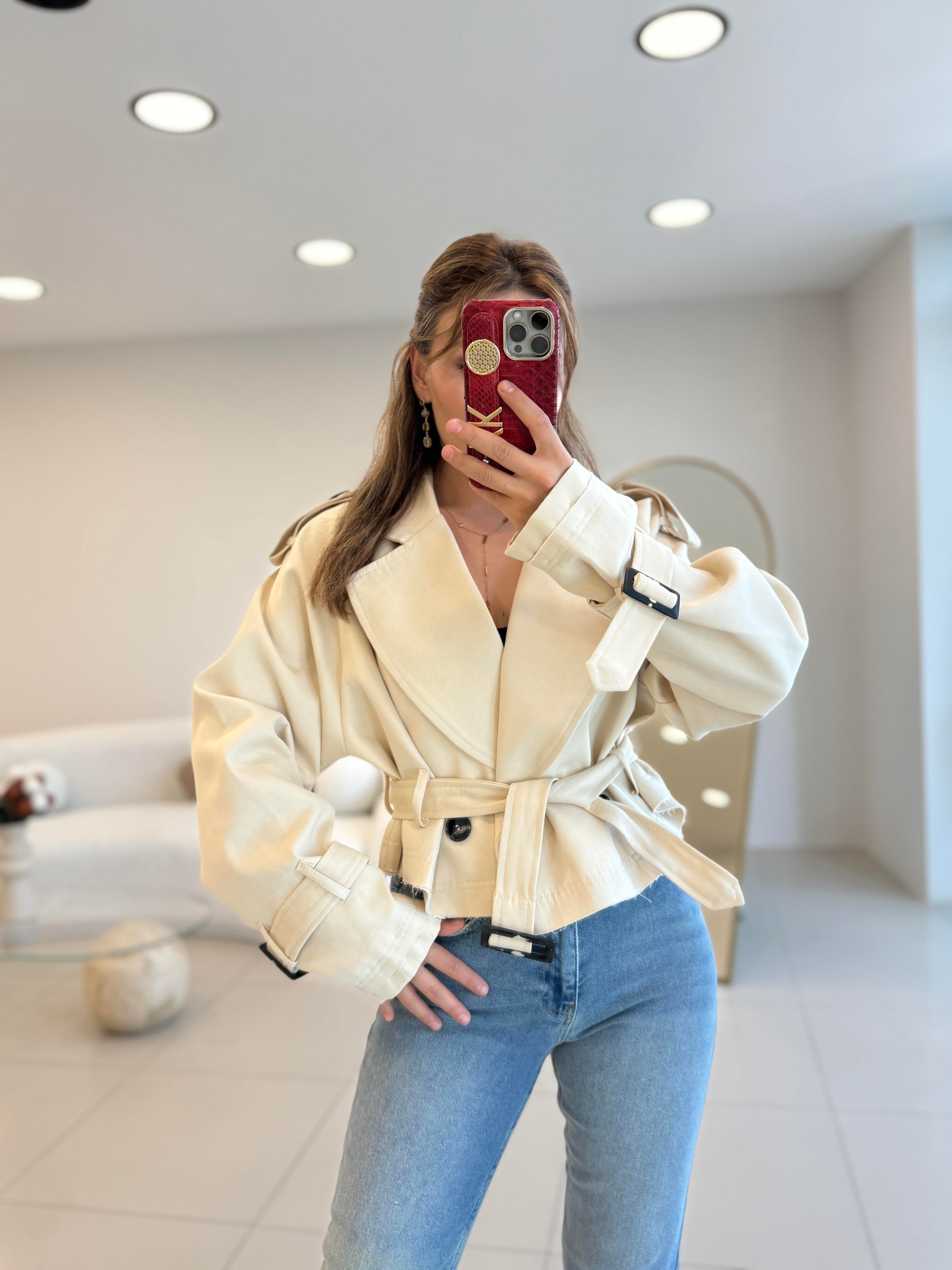 PREMIUM SERİ KISA TRENÇKOT EKRU