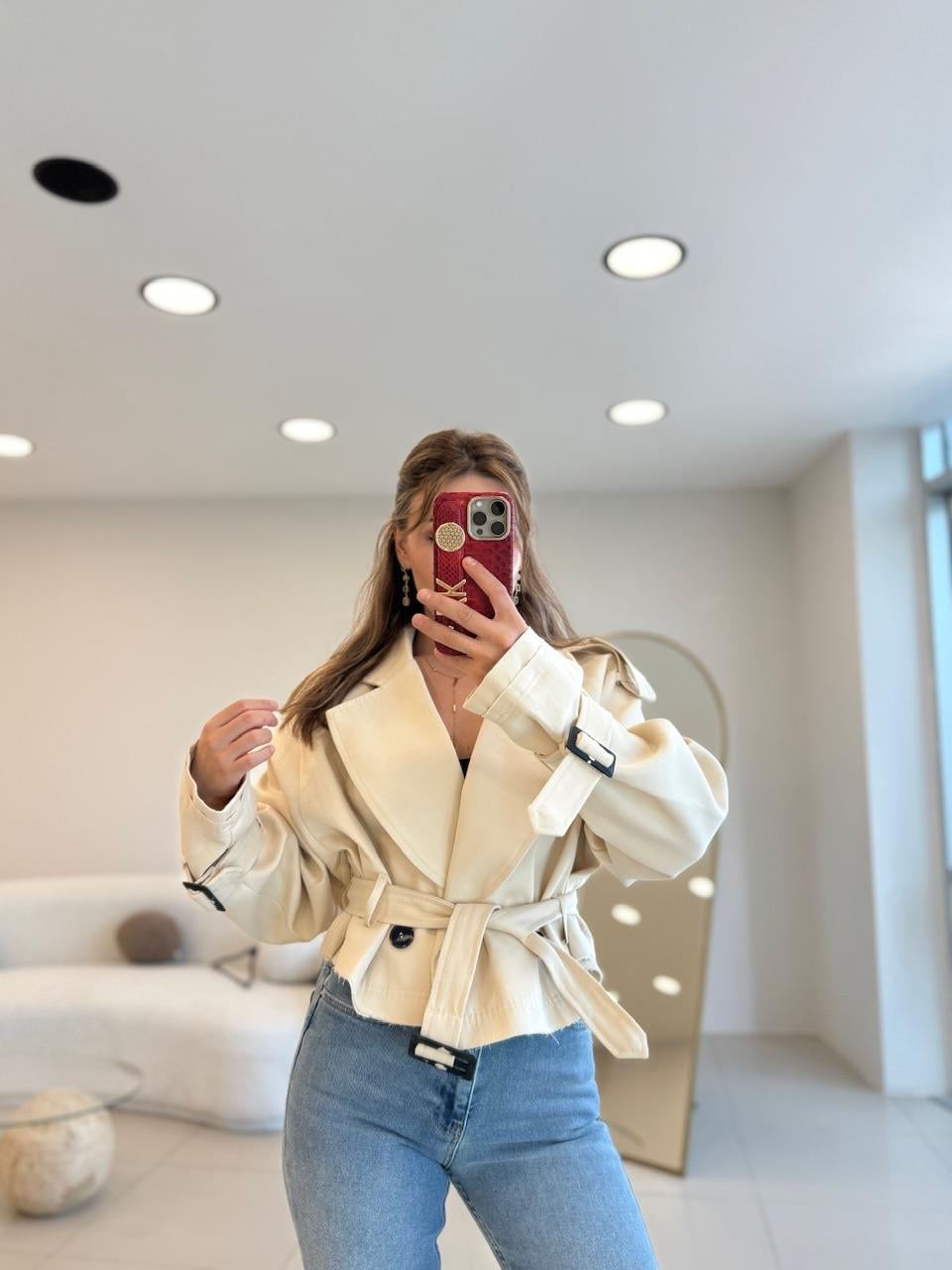 PREMIUM SERİ KISA TRENÇKOT EKRU