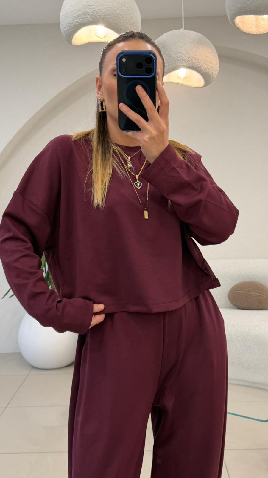 PREMİUM SERİ ŞALVARLI EŞOFMAN TAKIM BORDO