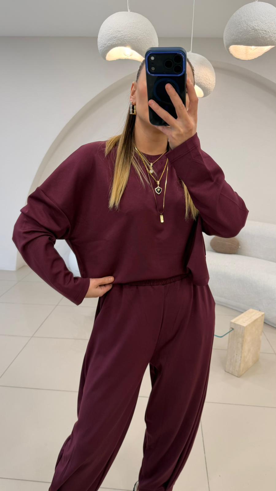 PREMİUM SERİ ŞALVARLI EŞOFMAN TAKIM BORDO