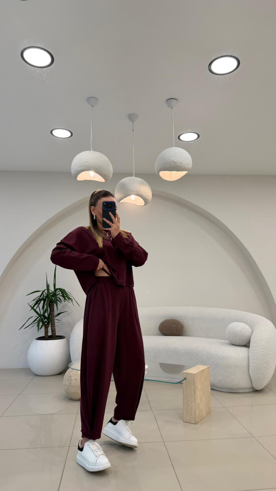 PREMİUM SERİ ŞALVARLI EŞOFMAN TAKIM BORDO