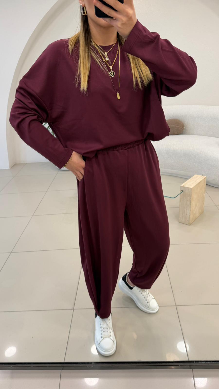 PREMİUM SERİ ŞALVARLI EŞOFMAN TAKIM BORDO