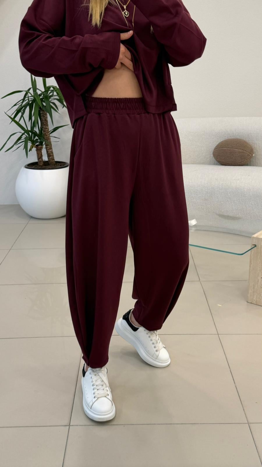 PREMİUM SERİ ŞALVARLI EŞOFMAN TAKIM BORDO