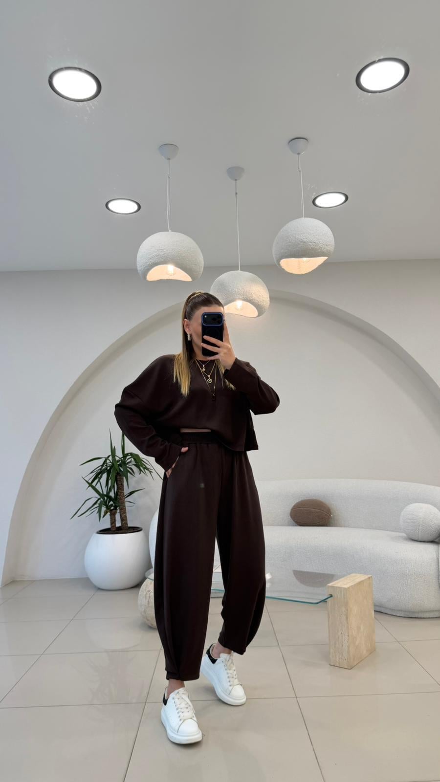 PREMİUM SERİ ŞALVARLI EŞOFMAN TAKIM KAHVE