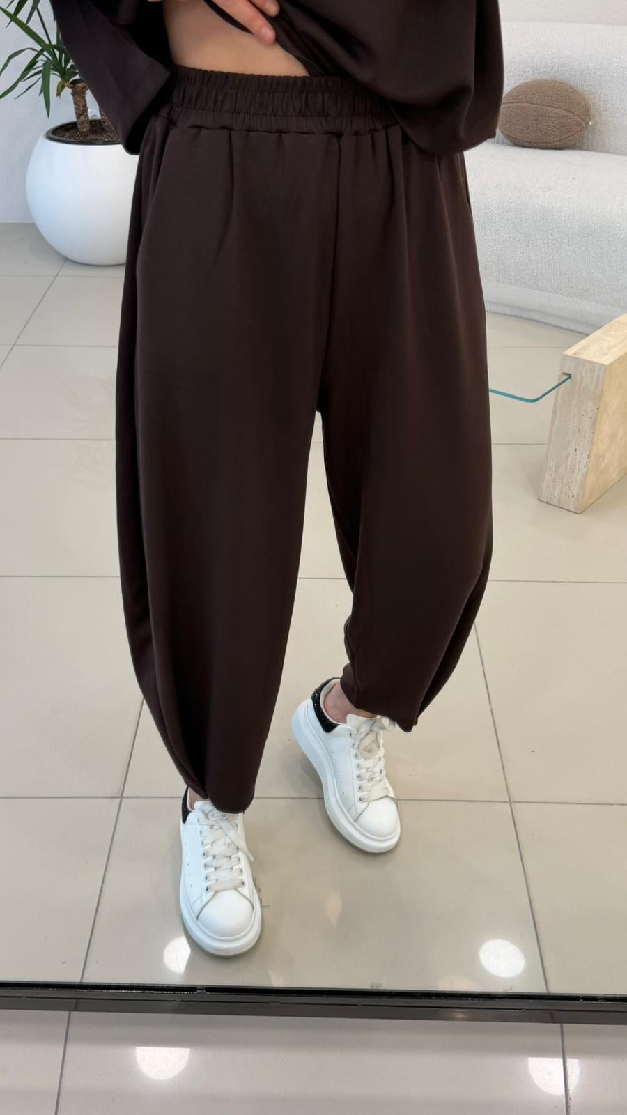 PREMİUM SERİ ŞALVARLI EŞOFMAN TAKIM KAHVE