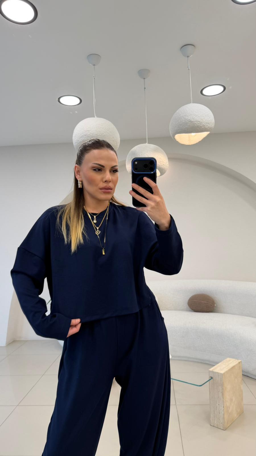 PREMİUM SERİ ŞALVARLI EŞOFMAN TAKIM LACİVERT