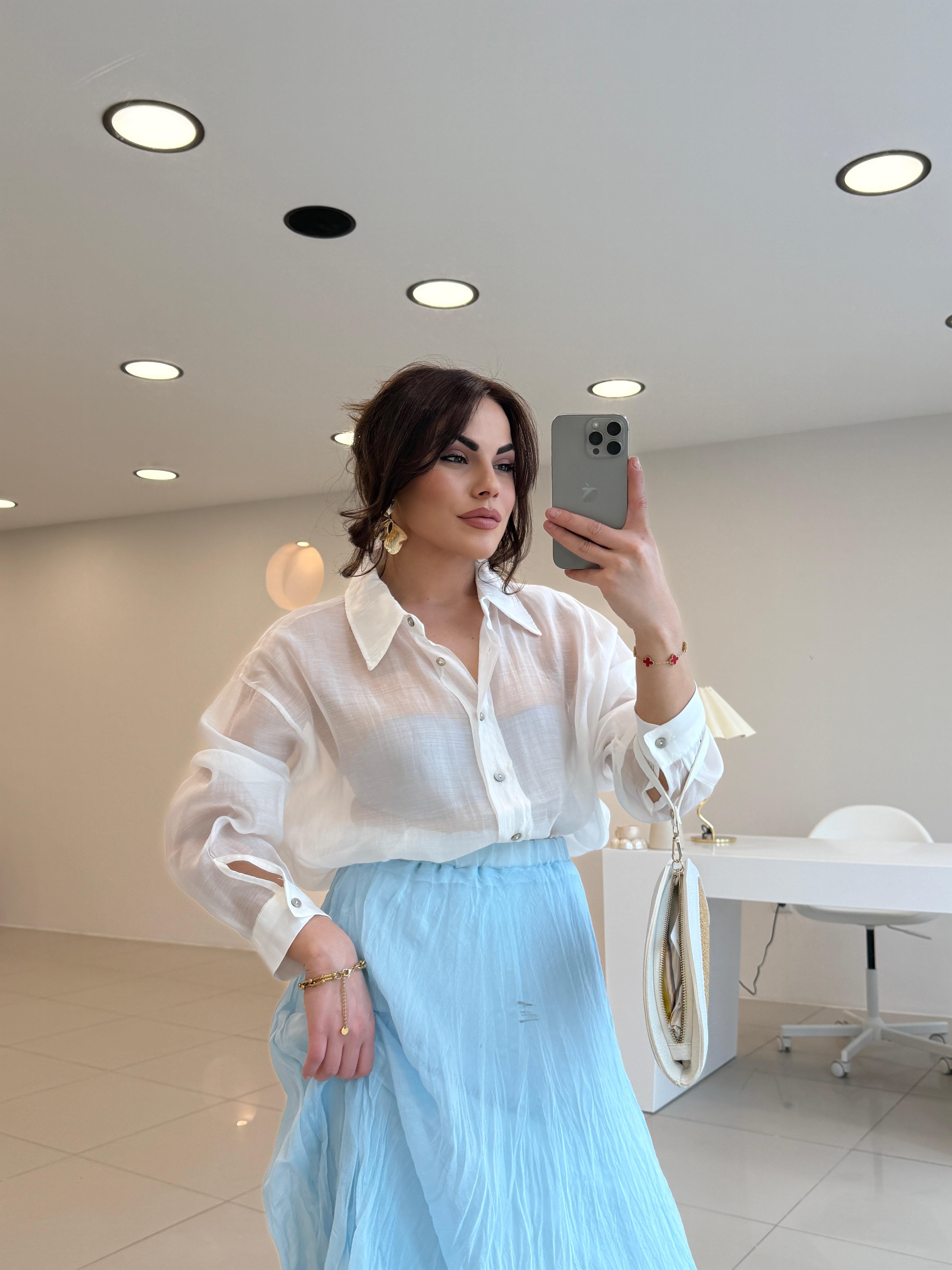 RAHAT KESİM TÜL GÖMLEK BEYAZ
