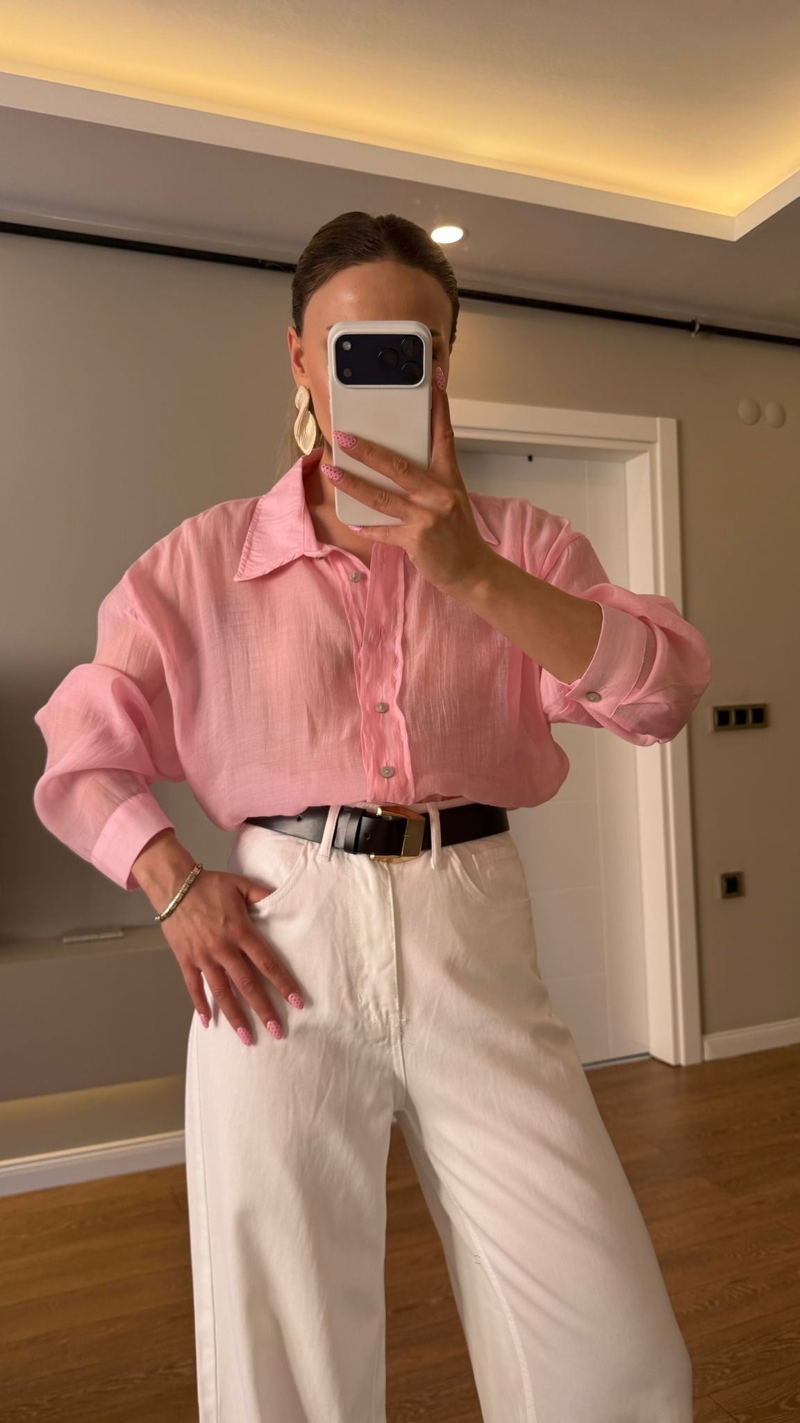 RAHAT KESİM TÜL GÖMLEK PEMBE
