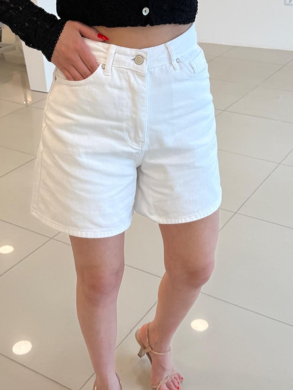 ŞEHİR BOY DENİM ŞORT BEYAZ